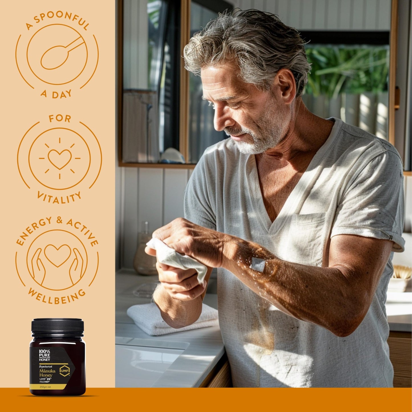 Manuka Honey UMF 25+ (MGO 1197+) 100% Pure New Zealand, Certified Ultra Premium Raw, 8.8 Oz (250g) - Medaid International