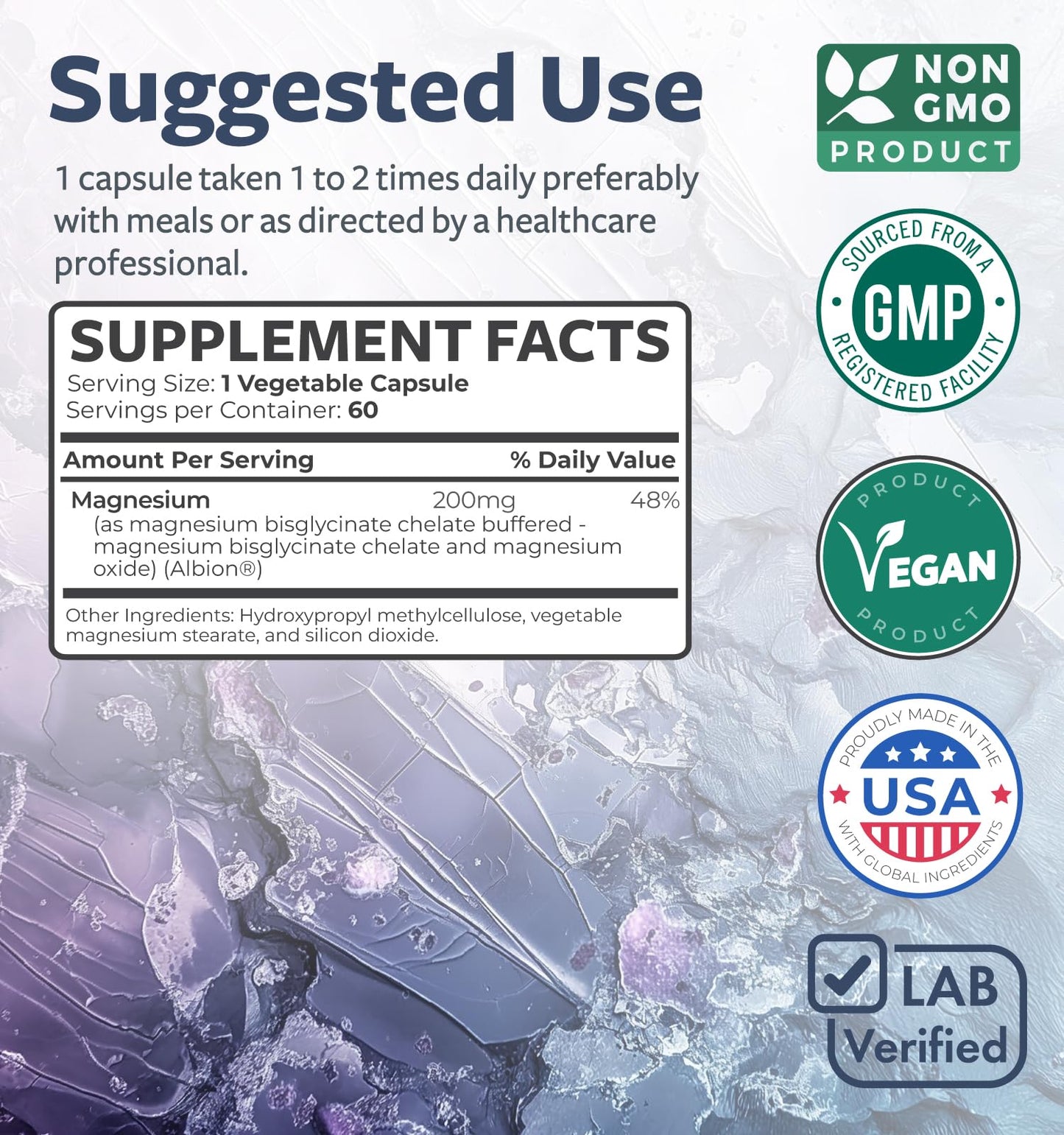 High Absorption Magnesium Bisglycinate Capsules - Clinically Validated Buffered and Chelated Magnesium Supplement - 1 Daily Vegan Capsule with Lab Verified Gentle 200mg Serving (2 Month Supply) - Medaid International