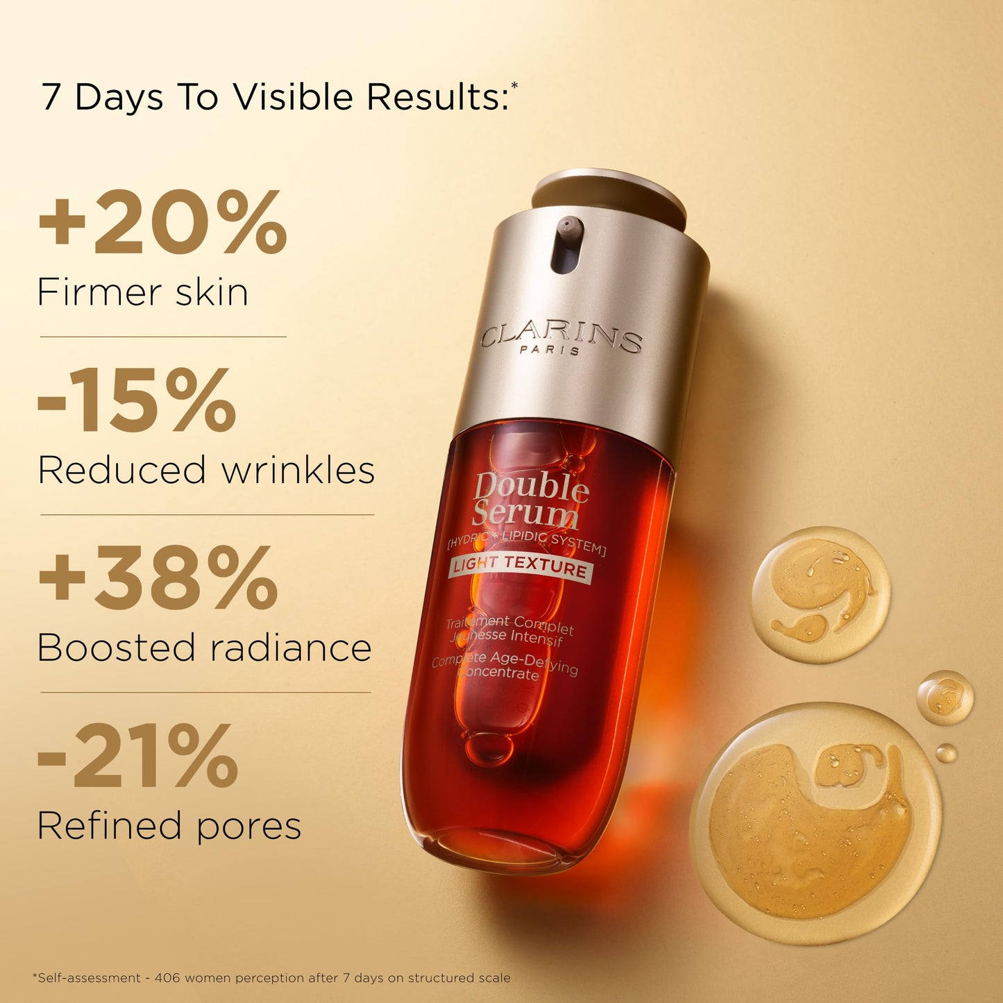 Clarins DOUBLE SERUM LIGHT TEXTURE | Anti Aging Serum | Visibly Firms, Smoothes, Boosts Radiance and Refines Pores | 24H Hydration | Great for Combination to Oily Skin and Humid Climates, 1 Fl Oz - Medaid International
