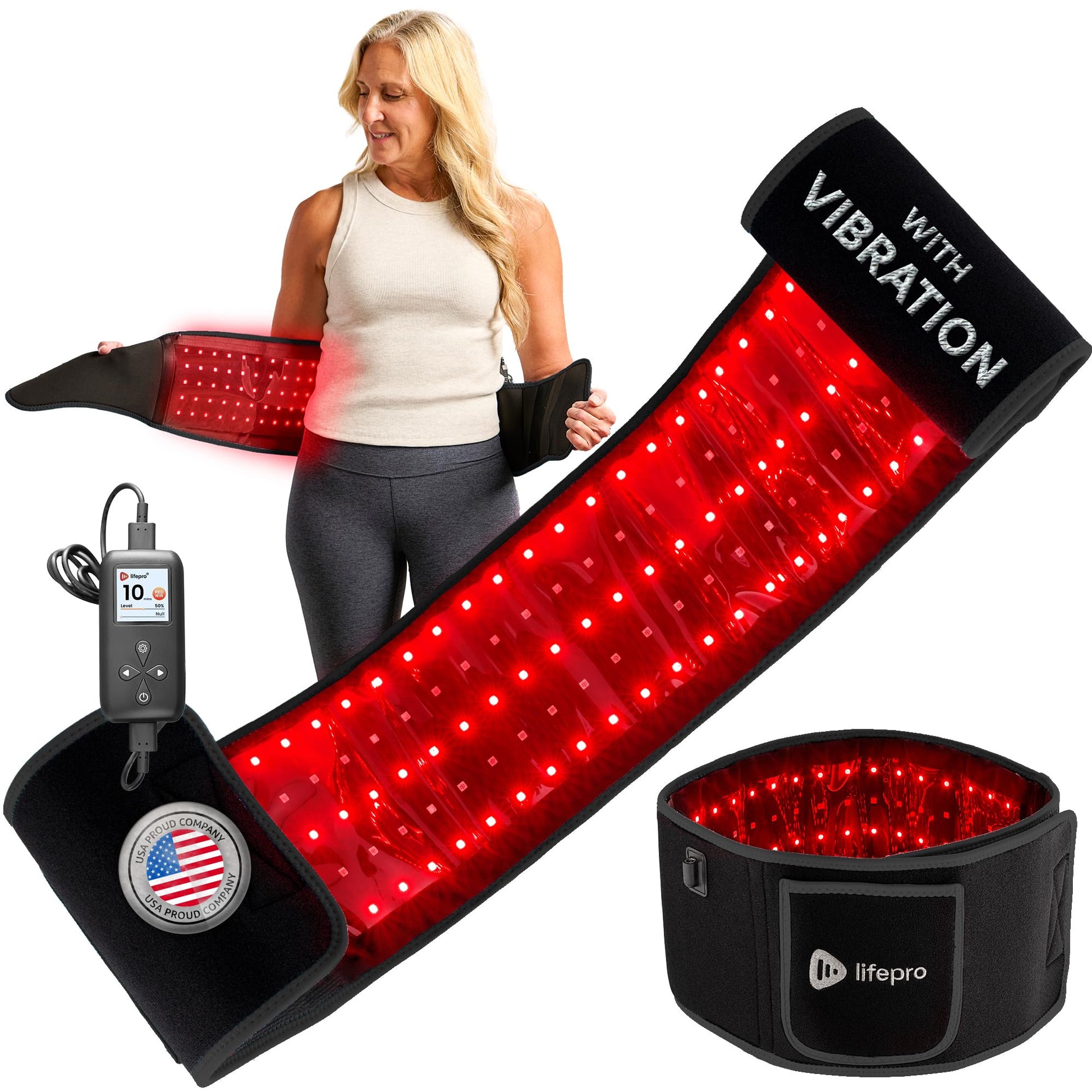 Lifepro Red Light Therapy Belt - Near Infrared Light Therapy & Red Light Therapy for Muscle Pain, Inflammation, Elbow Joint & Back Pain Relief - Infrared Therapy or Infrared Light Therapy - Medaid International