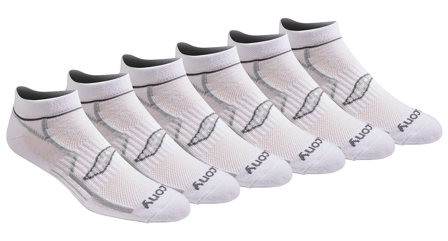 Saucony Men's Multi-Pack Bolt Performance Comfort Fit No-Show Socks, White (6 Pairs), Shoe Size: 13-15 - Medaid International