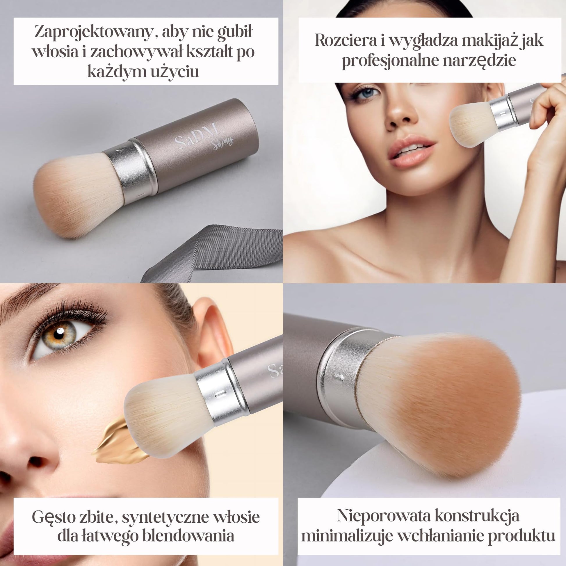 Retractable Kabuki Makeup Brush - Blender Brush for Powder, Cream, Liquid Foundation, Sunscreen, Blush Blending & Bronzer - Professional Make Up Brush - Full Face Makeup Brush - Vegan & Cruelty Free - Medaid International