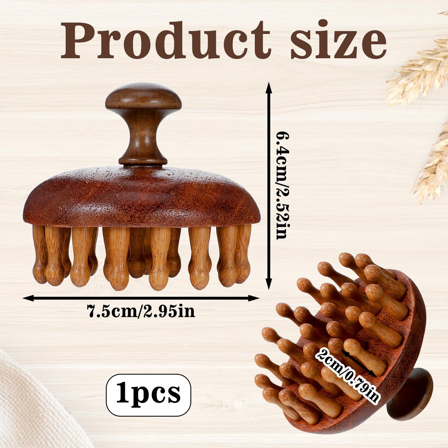 Xelsluthe Wooden Scalp Massager Comb Head Massage Brush, Manual Hair Scrubber Scalp Massager Tool, Gua Sha Brushes Handheld Body Massage Tool for Woman Men Wet Dry Hair Brush Scalps Care - Medaid International