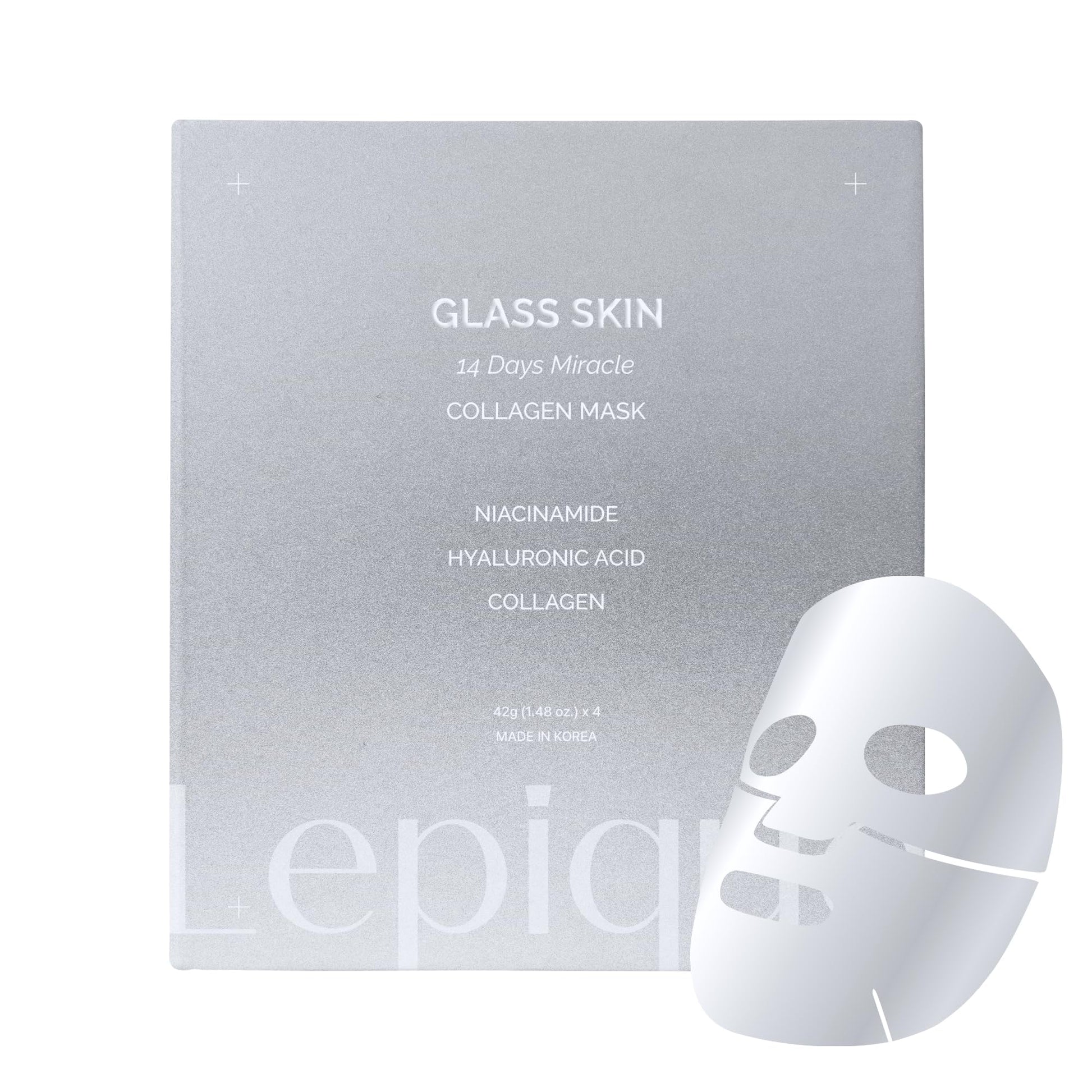 Lepique Luxury Spa-Grade Collagen Overnight Mask 4 Sheets – Korean Premium Overnight Face Mask, Highest Serum Content – Korean Hydrating Sheet Mask with Hyaluronic Acid & Niacinamide for Radiant Skin - Medaid International