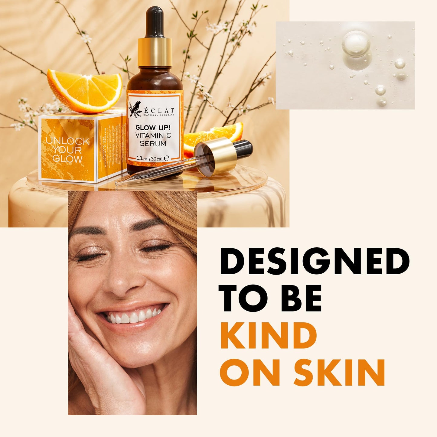 Eclat Skincare Vitamin C Face Serum - Skin Care for Dark Spots, Vitamin C Serum with Hyaluronic Acid, Ferulic Acid, & Vit E - Anti Aging and Skin Brightening, Pure Vit C Facial Care - 30 ml - Medaid International