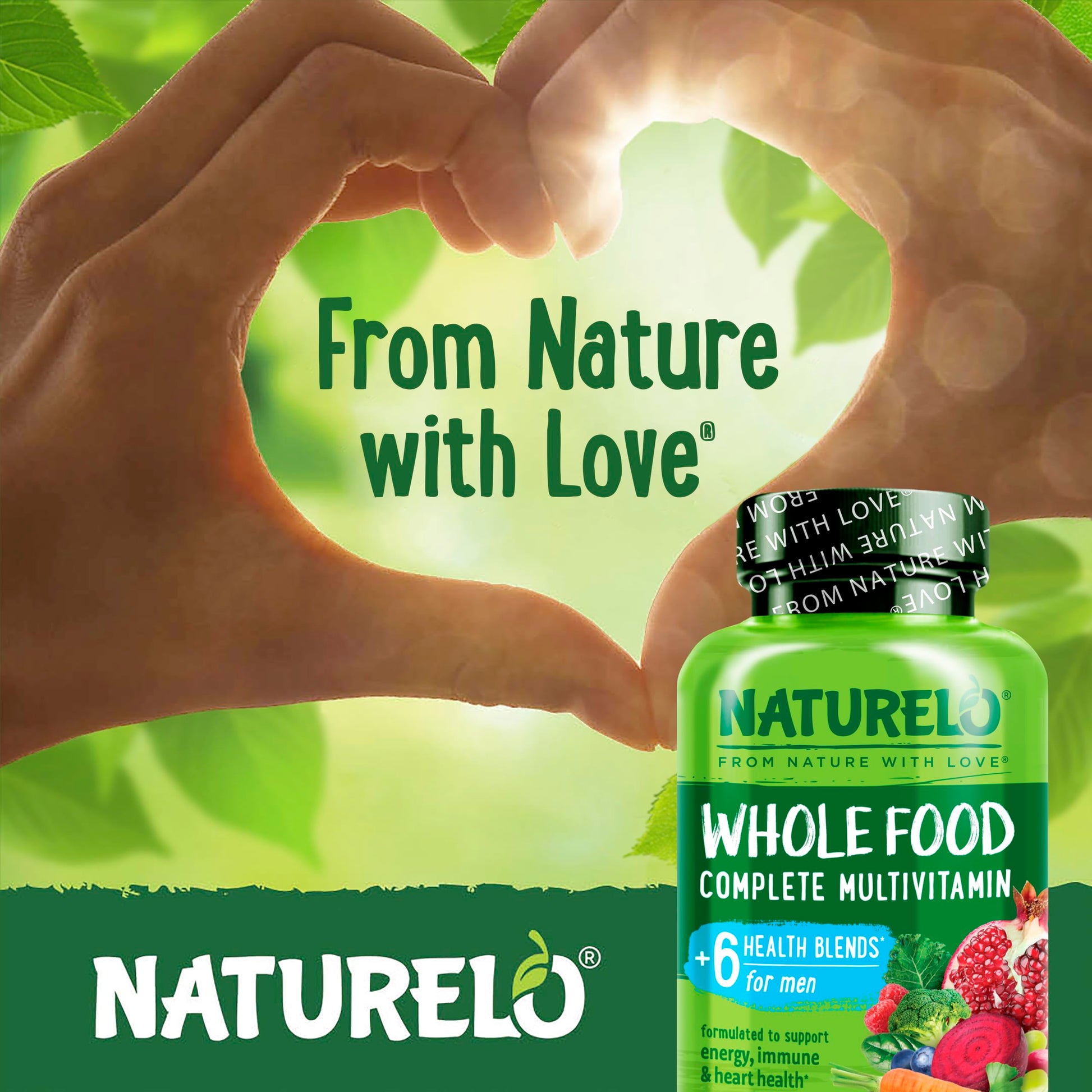 NATURELO Mens Multivitamins - Whole Food Multivitamin for Men with Vitamins, Minerals - 240 Vegetarian Capsules for Energy, Brain, Heart, Eye Health* - Medaid International