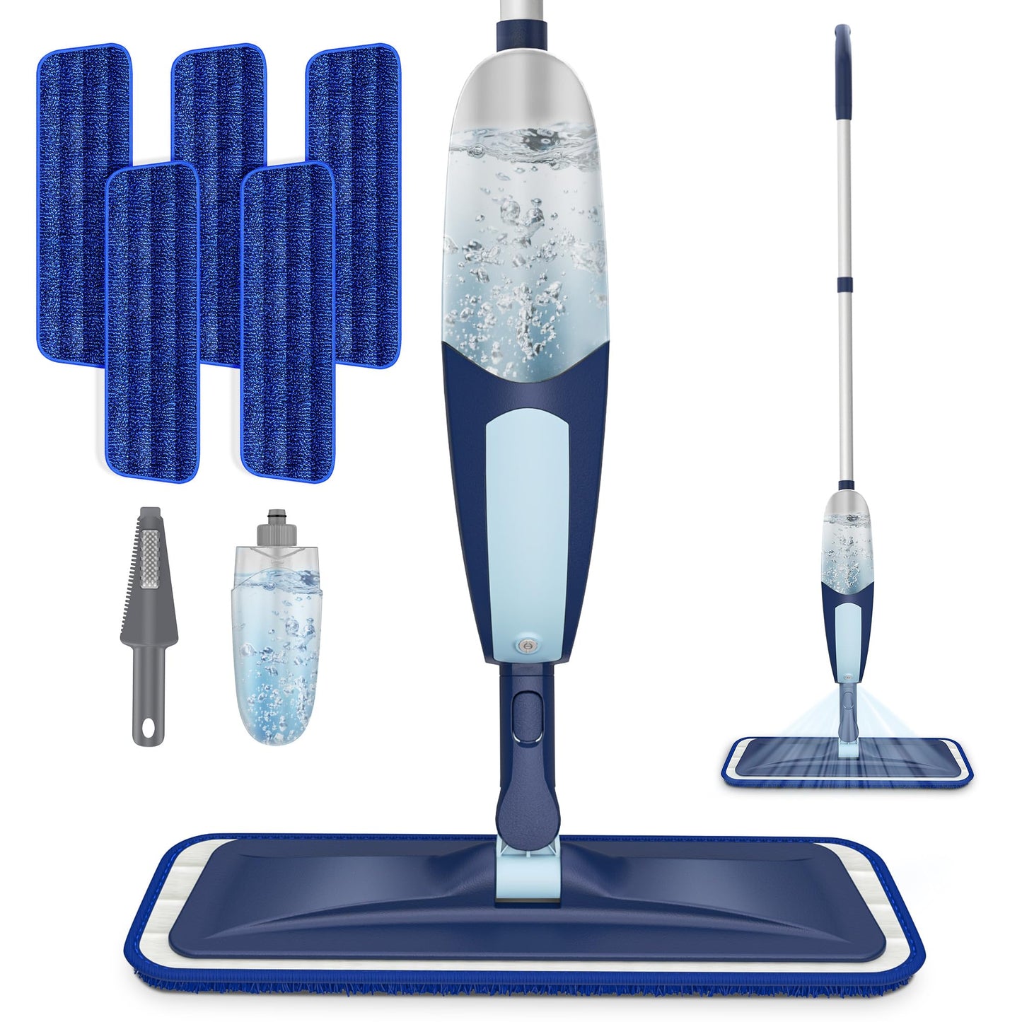 Spray Mops for Floor Cleaning, TRAV-ROUND Microfiber Wood Floor Mop with 5 Reusable Washable Pads for Dry Wet Cleaning on Hardwood Laminate Wood Ceramic Vinyl Tile - Medaid International