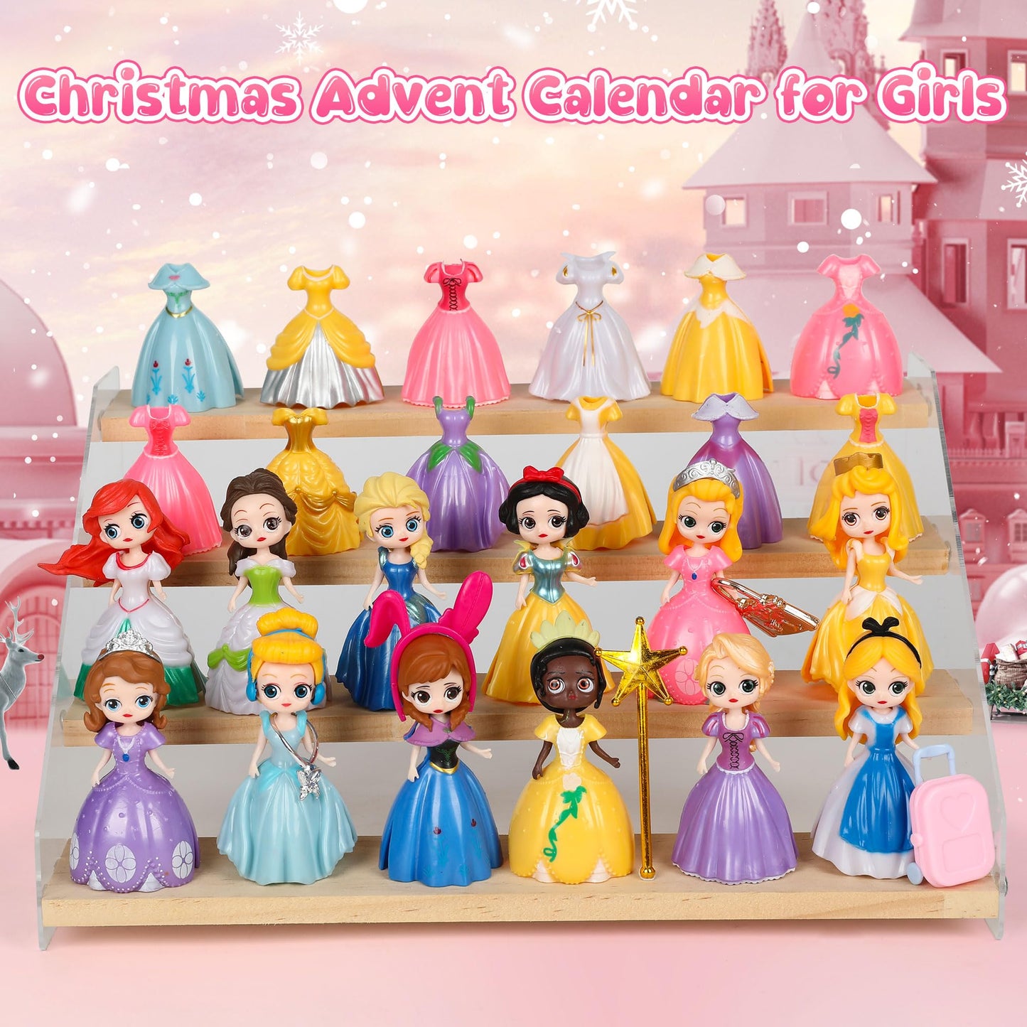 Christmas Advent Calendar Princess Toy - Princess Deformation Toy Christmas Countdown Calendars Princess Transformable Toys for Girls Xmas Gifts Play Party Favor - Medaid International