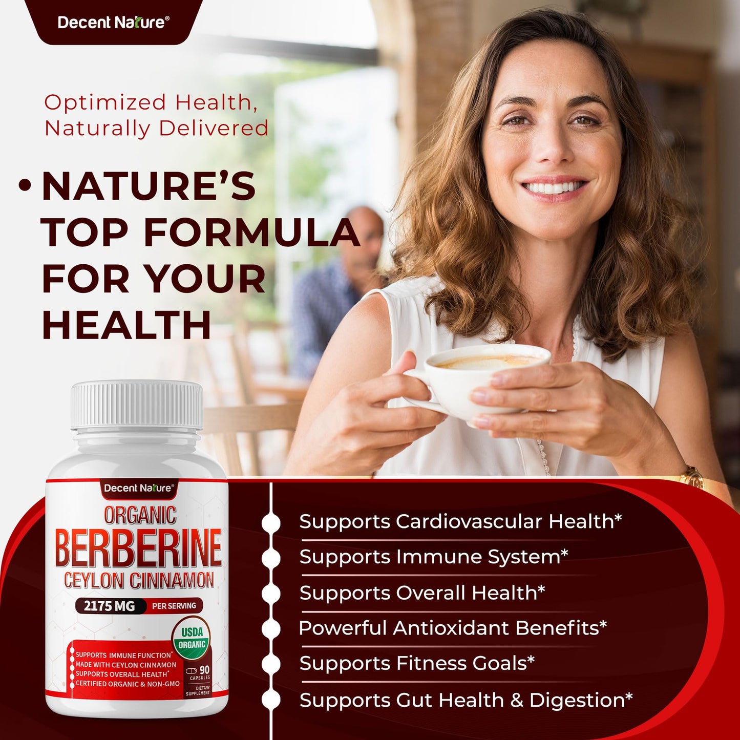 Organic Berberine with Ceylon Cinnamon 2175mg - Premium berberine supplement high purity extract USDA Organic, support immune system, Berberine Plus Complex, Non-GMO Vegan for Men Women 90 Capsules - Medaid International