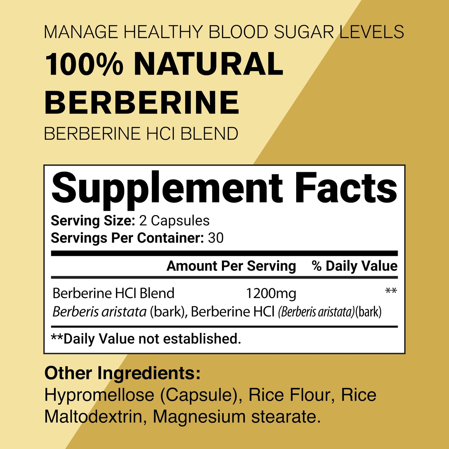 Yogic Berberine Supplement - Berberine 1200mg Per Serving - Berberine HCI - 60 Capsules - Medaid International