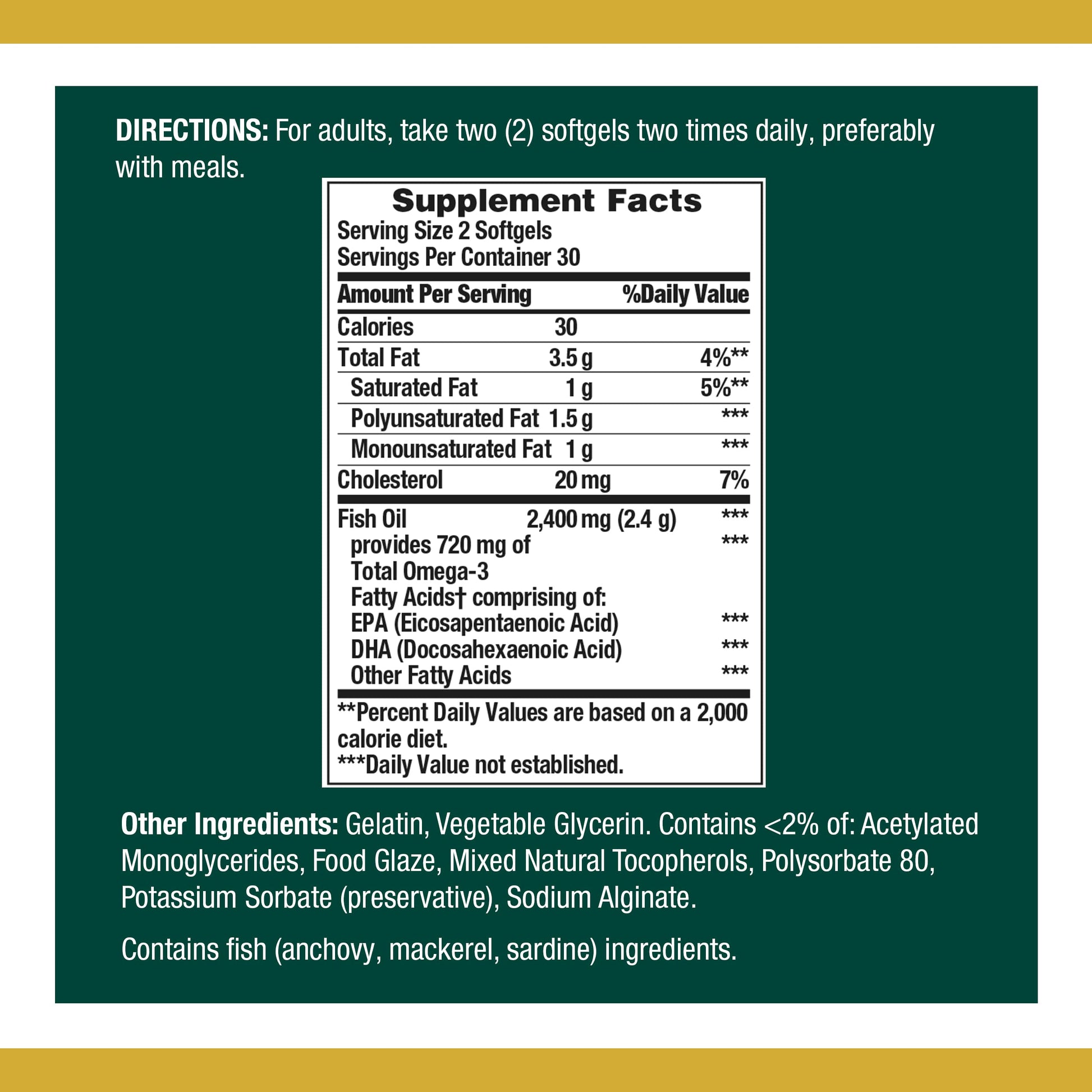 Nature's Bounty Fish Oil Omega 3 Supplements - Supports Heart Health, 1200 Mg Fish Oil, Omega-3, 60 Coated Softgels - Medaid International