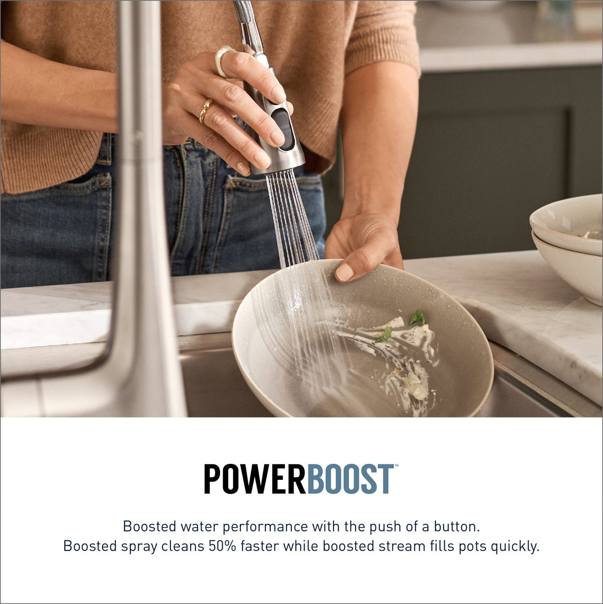 Moen S73104NL Weymouth One-Handle Spring Pulldown Kitchen Faucet with Power Boost, Polished Nickel