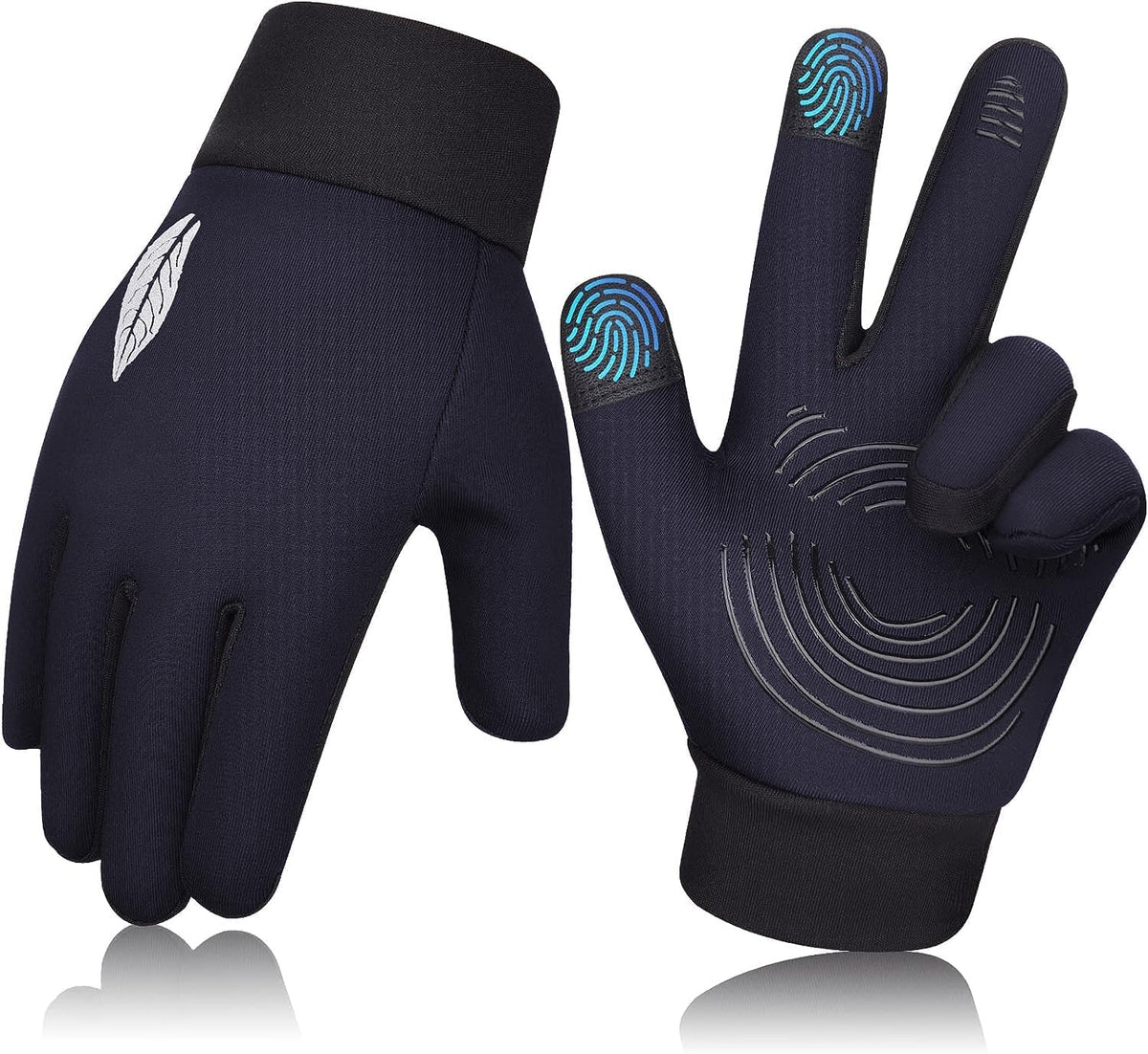 TERRIFI Kids Winter Touch Screen Gloves, Reflective Warm Cycling Gloves for Cold Weather, Outdoor Sports Mittens for Boys and Girls 8-10, Waterproof and Suitable for Biking, Running, Skiing, Black