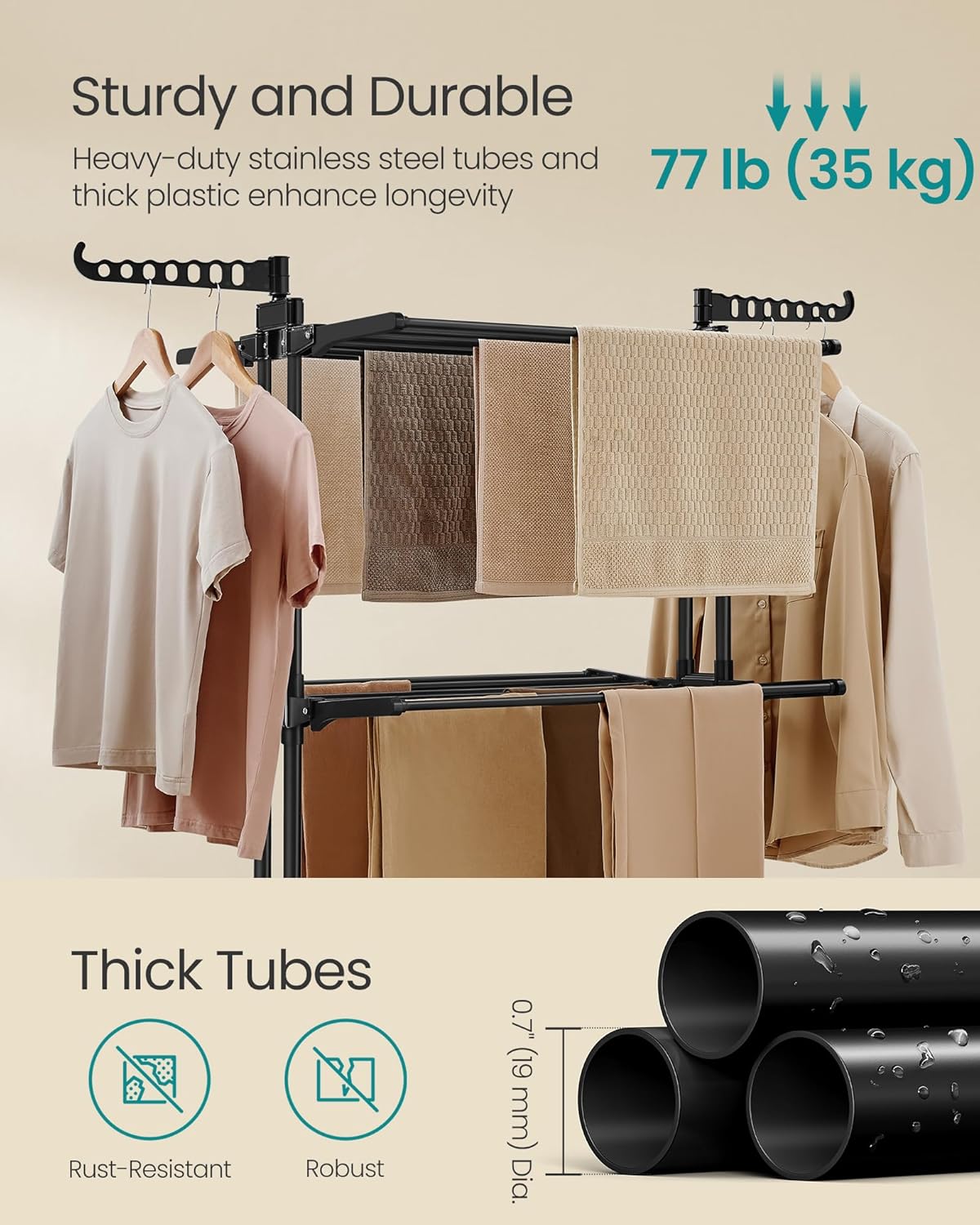 SONGMICS Clothes Drying Rack LLR701B01