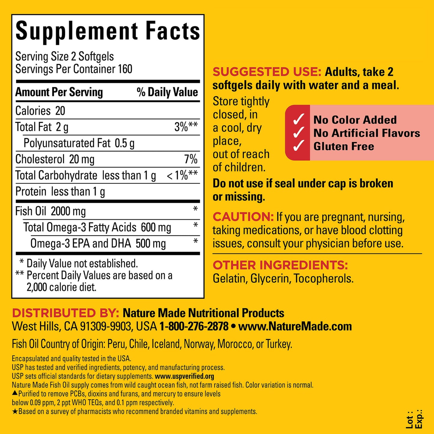 Nature Made Fish Oil Omega 3 Supplements, 1000mg Softgels, Omega 3 Fish Oil for Healthy Heart Support, 320 Softgels, 160 Day Supply - Medaid International