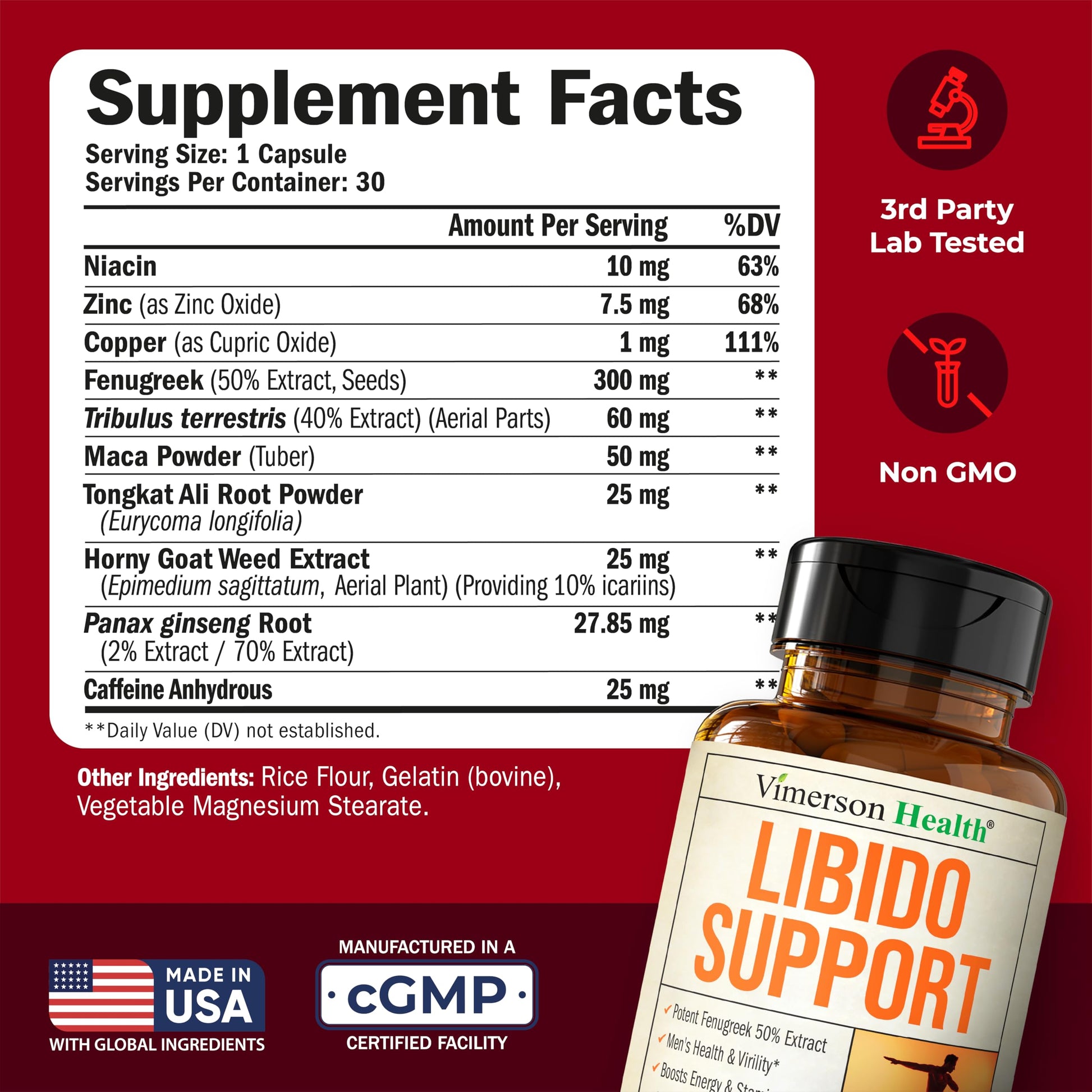 Testosterone Supplement for Men – Libido Support: Maca Root, Fenugreek, Tongkat Ali, Horny Goat Weed & Tribulus – Muscle Builder for Men – Energy, Drive & Strength – Workout Supplements – 30 Capsules - Medaid International