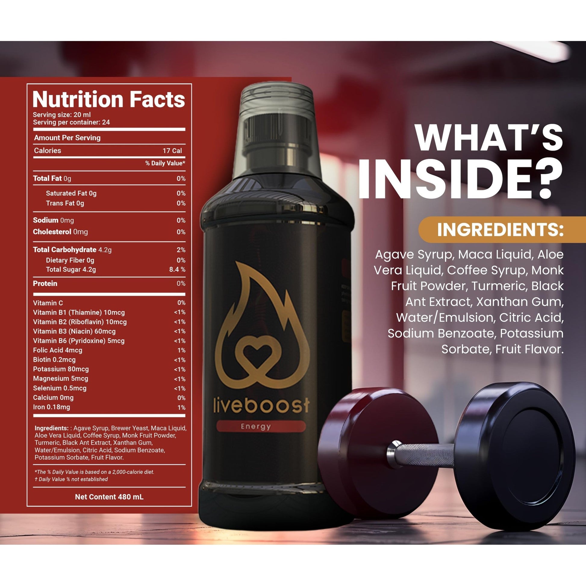 LIVEBOOST - Fast Acting for Men and Woman - Female & Male Supplement, Natural Ingredients, Supports Energy and Circulation, Enhances Wellsness - 480ml - Medaid International