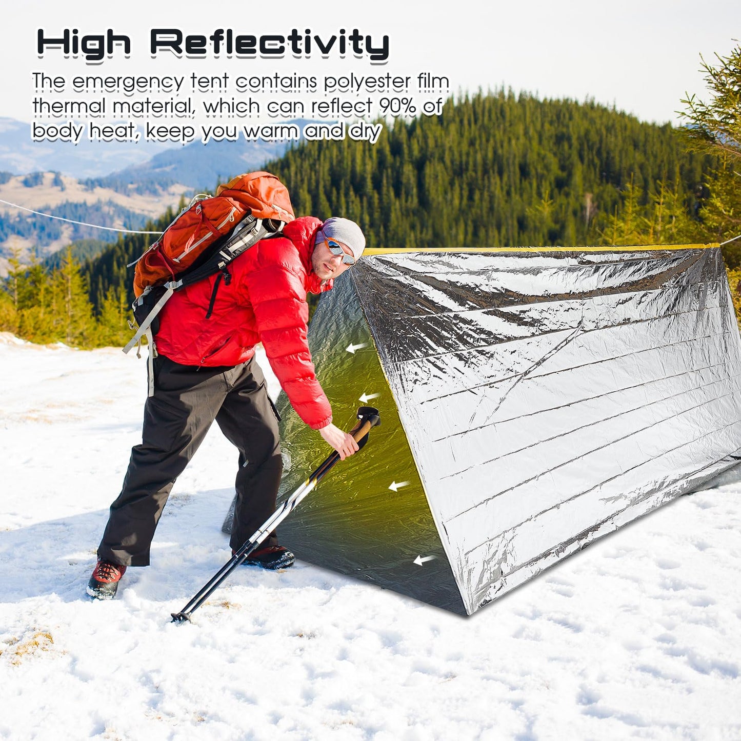 Woanger 4/10/20 Pcs Emergency Tent for Homeless Survival Tents Bulk 2 Person Tube Camping Tents 8 ft x 3 ft Shelter Survival Tent Portable Shelter for Hiking Backpacking Camping Outdoor(Silver,10 Pcs)