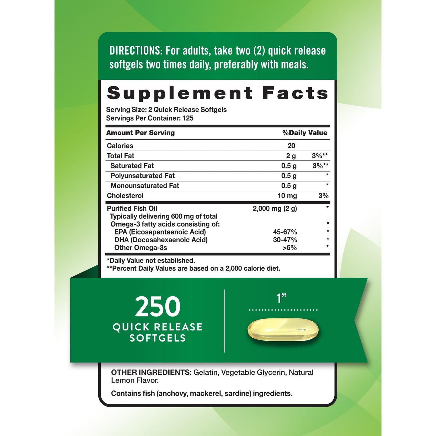 Nature's Truth Fish Oil 2000 mg | 600 mg Omega 3 | 250 Softgels | Natural Lemon Flavor | Non-GMO and Gluten Free Supplement - Medaid International