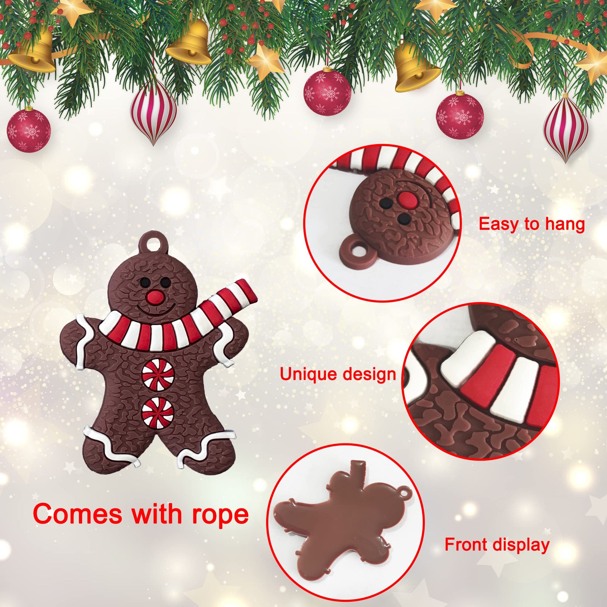 12pcs Christmas Ornaments Cute Snowman Xmas Tree Decorations Santa Claus Plastic Figurines Ornaments with Sugar Cookie House for Christmas Tree Hanging Party DIY Decor 3 Inch Tall - Medaid International