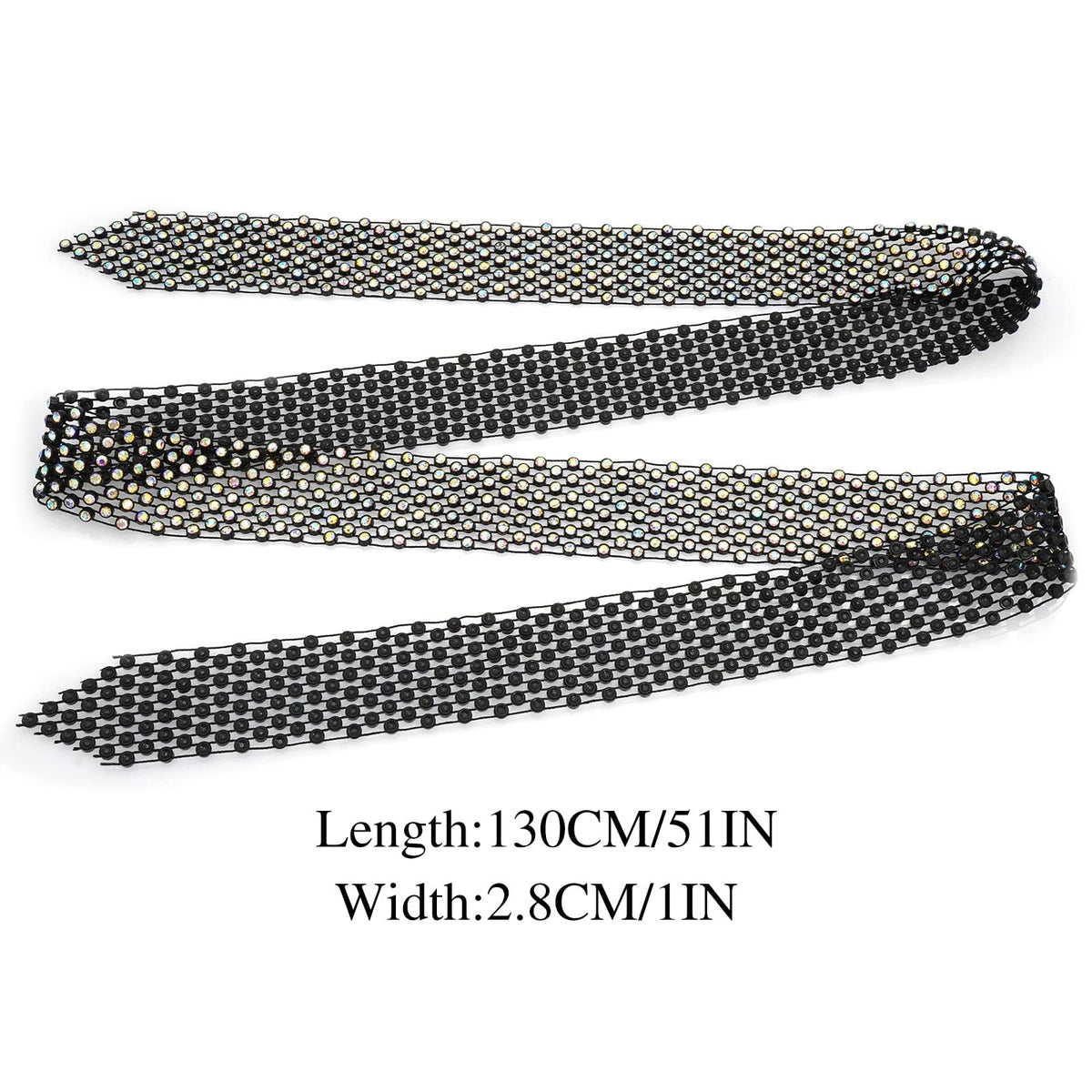 TERRIFI Rhinestone Neck Tie, Glittering Sparkle Long Thin Women's Scarf Necktie, Neckerchief Collar Decor