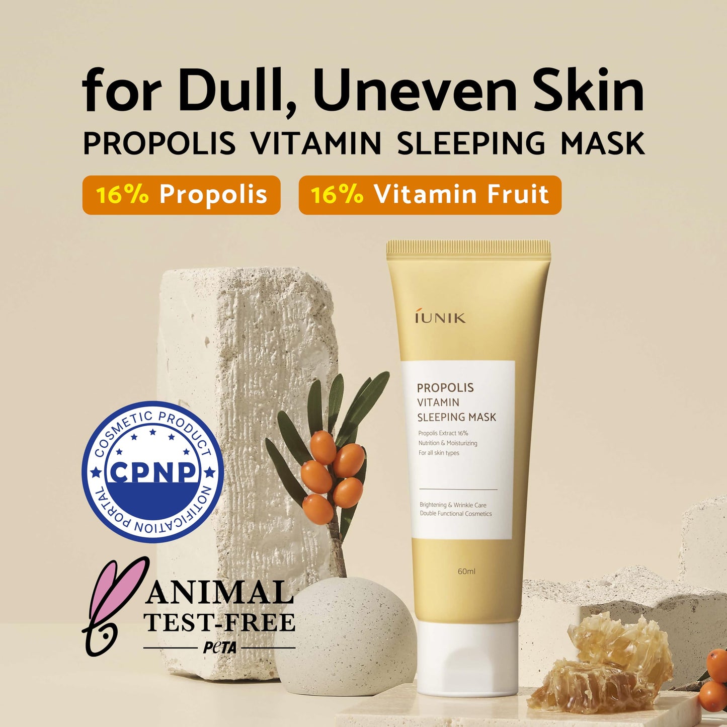IUNIK Centella Calming Gel Cream & Propolis Vitamin Glow Sleeping Mask Overnight Moisturizer Hydrating Cream Centella Asiatica Anti-sagging Firming Lifting Blemish Care Toning Korean Skincare - Medaid International