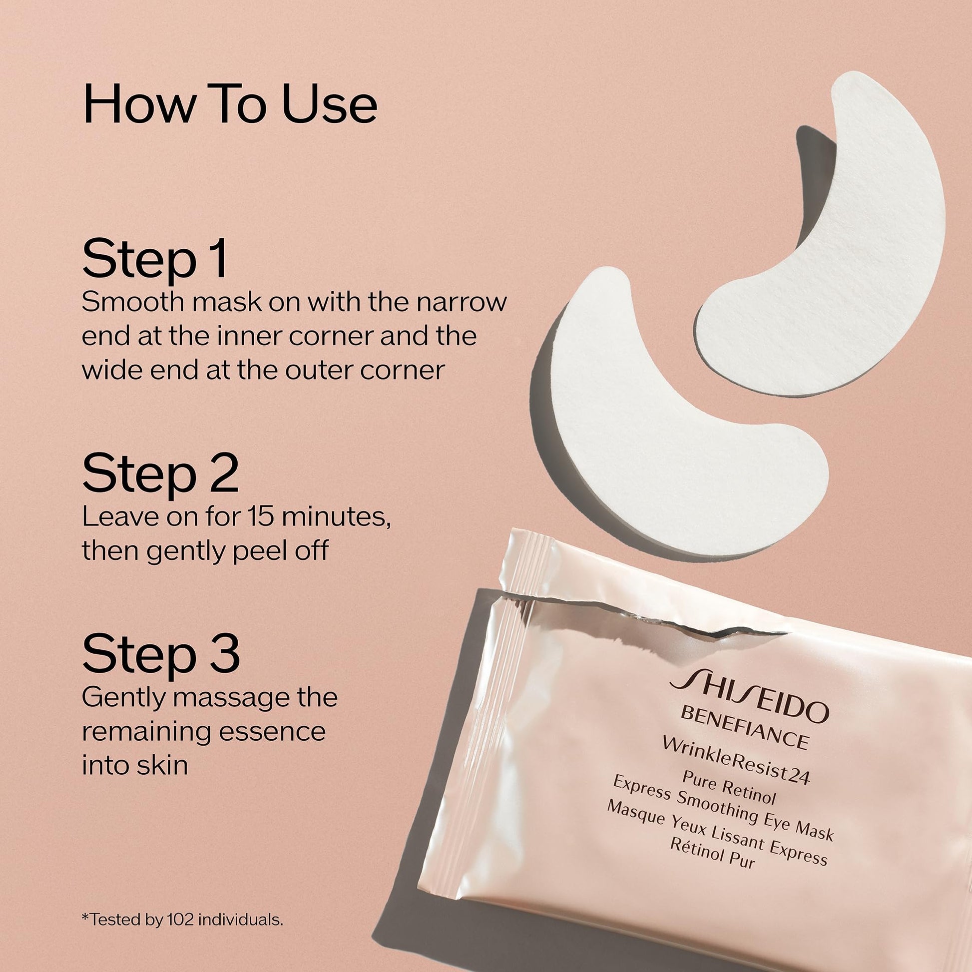 Shiseido Benefiance WrinkleResist24 - Pure Retinol Express Smoothing Eye Mask - 12 Sets of Two Eye Masks - Reduces Appearance of Wrinkles in 15 Minutes - Medaid International