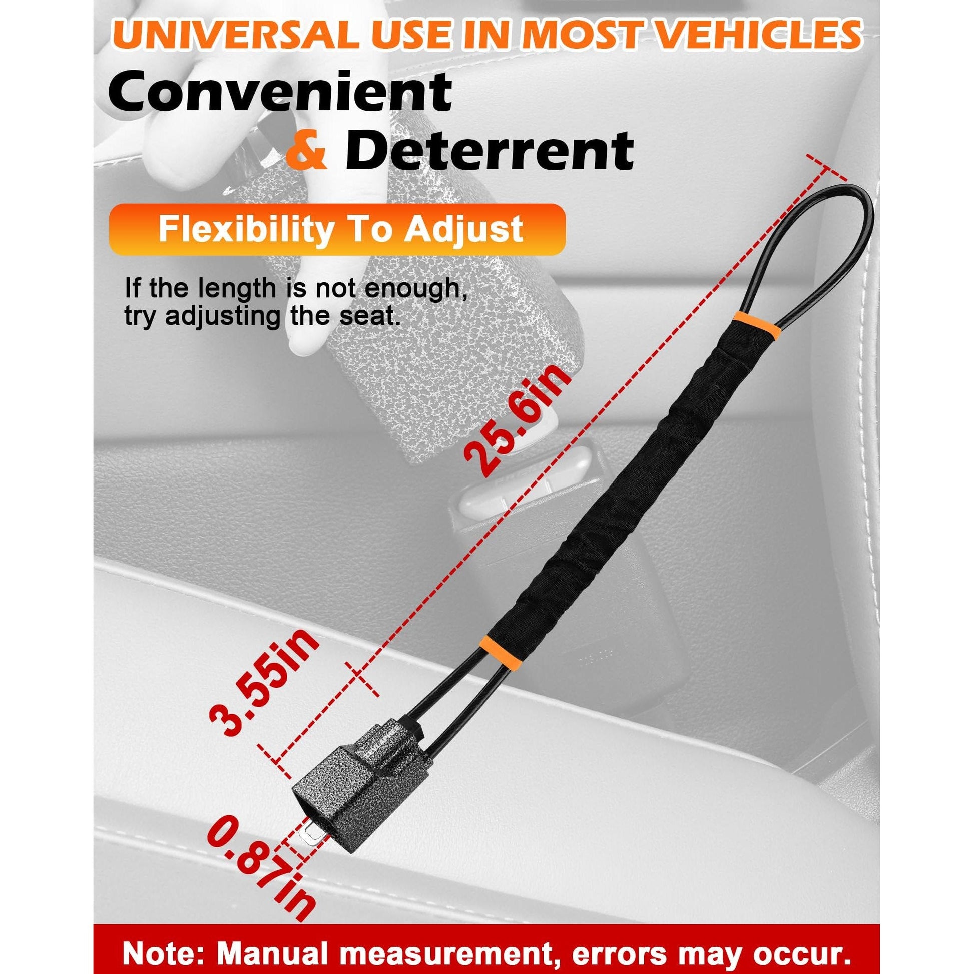 Tevlaphee Steering Wheel Lock Seat Belt Lock Universal Anti Theft Car Device Car Lock Car Theft Prevention with 3 Keys for Car Security Fit Most Vehicles Truck SUV Van (Black) - Medaid International