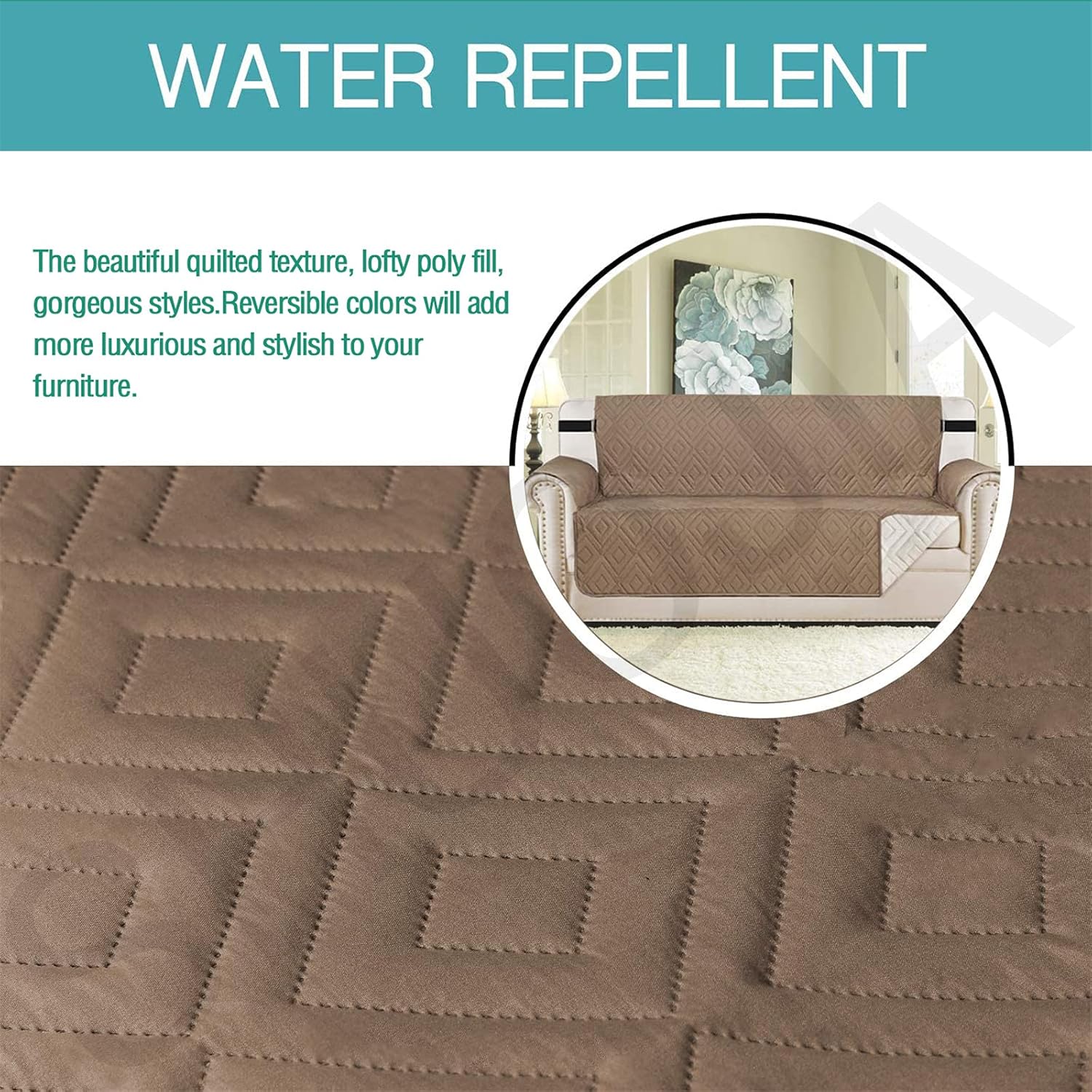SHUOJIA Quilted Sofa Cover Reversible Sofa Protector 1,2,3 Seater Armchair Cover with Adjustable Elastic Straps (Black,2-seats) - Medaid International