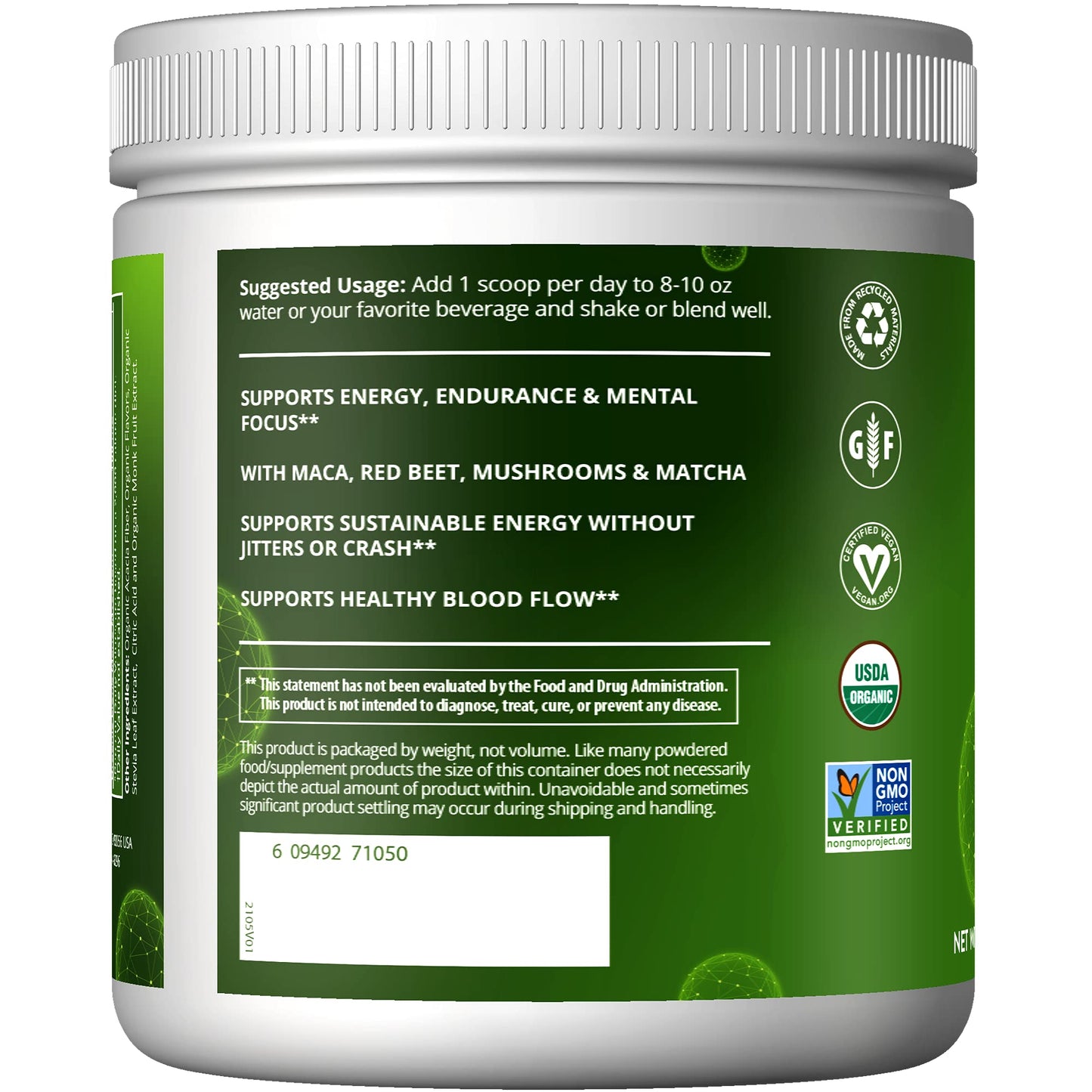 MRM Nutrition Organic Pre-Workout Powder | Black Cherry Flavored | Superfoods + 150mg Natural Caffeine + adaptogens | Clean Energy + Focus| Healthy Blood Flow | Vegan + Non-GMO | 20 Servings - Medaid International