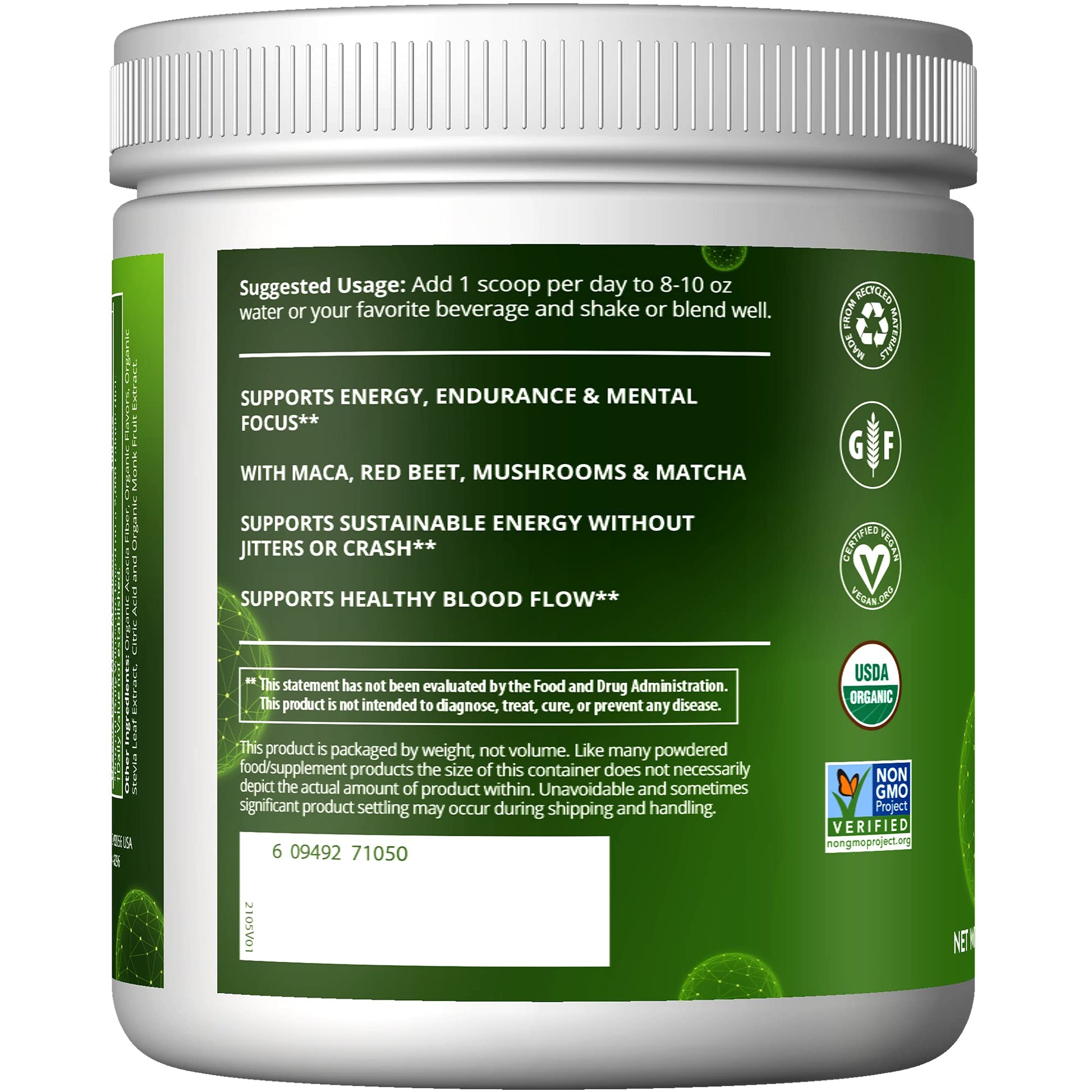 MRM Nutrition Organic Pre-Workout Powder | Black Cherry Flavored | Superfoods + 150mg Natural Caffeine + adaptogens | Clean Energy + Focus| Healthy Blood Flow | Vegan + Non-GMO | 20 Servings - Medaid International
