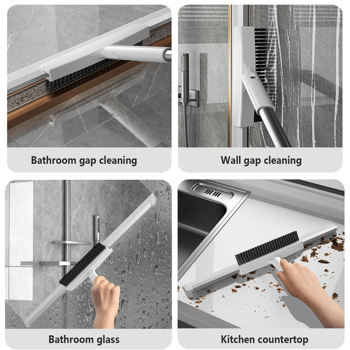 KASTWAVE Silicone Broom, Squeegee, Pet Hair Remover with Brush and 2 Scrape, 49'' Adjustable Handle Rubber Broom for Pet Hair Hardwood Floor, Broomi for Smooth Floors, Rugs, Windows, Glass