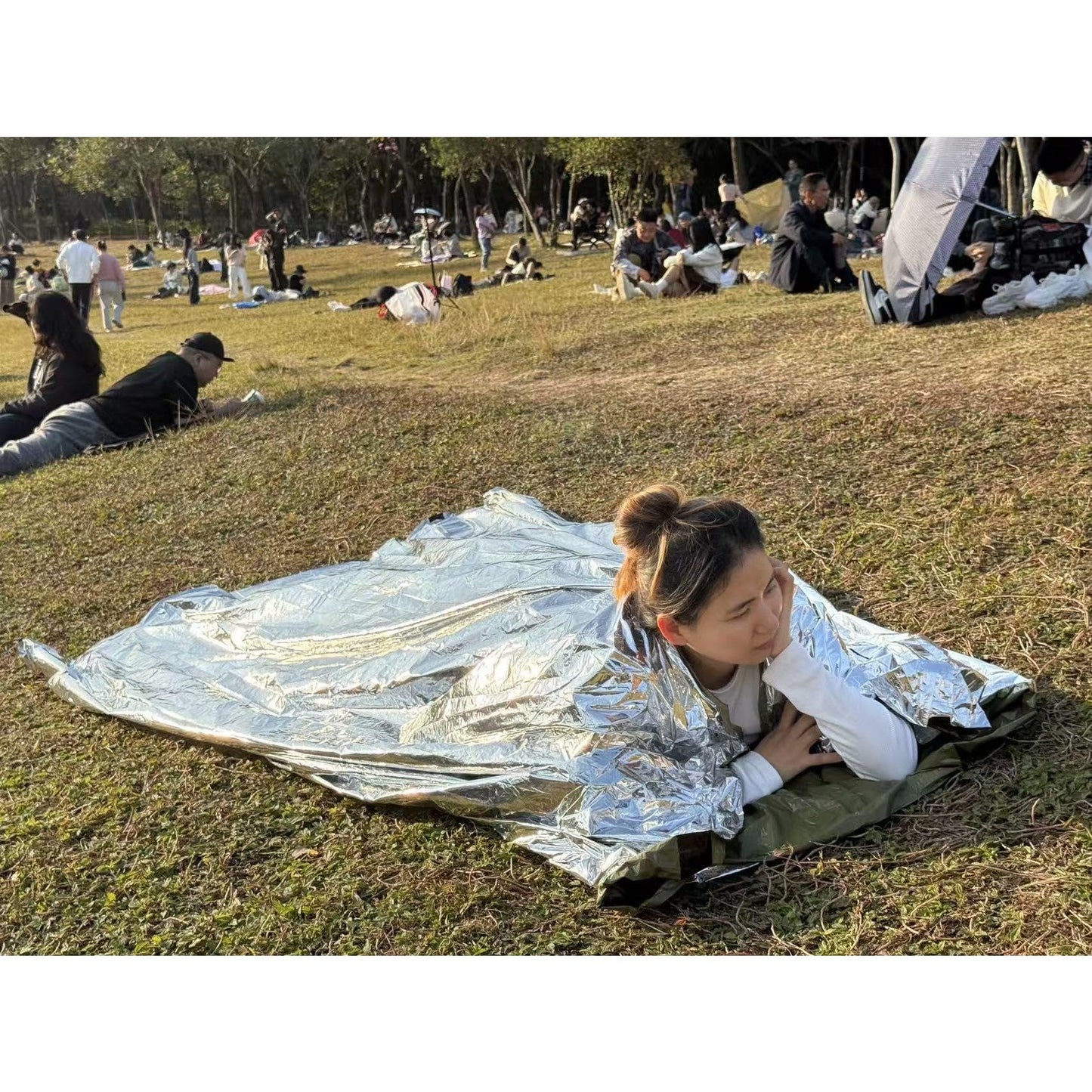 Emergency Survival Tent 2-Person Mylar Tube Tent – Windproof & Waterproof All-Weather Life Shelter, Must-Have Survival Gear for Camping, Hiking, Outdoor Emergencies & Survival Kits. Silver