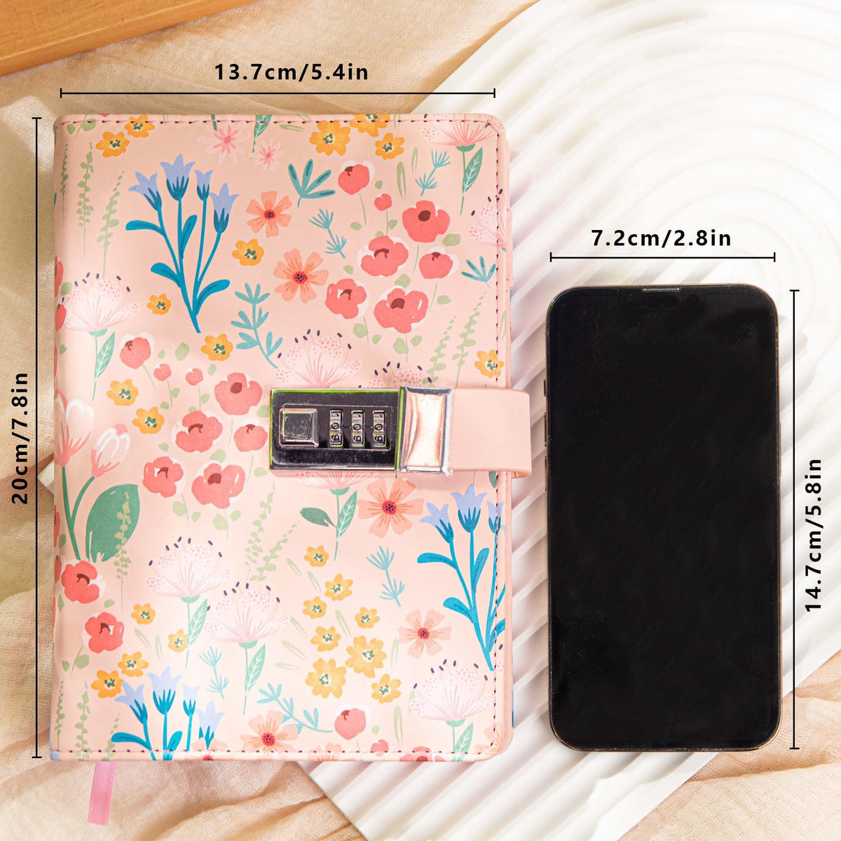 KASTWAVE Password Lock Diary, Creative Cute Notebook, Digital Lock Notepad B6 with Lock, Waterproof PU Leather Journal with 224 Lined Pages, for Writing Notes and Diary Gifts for Girls