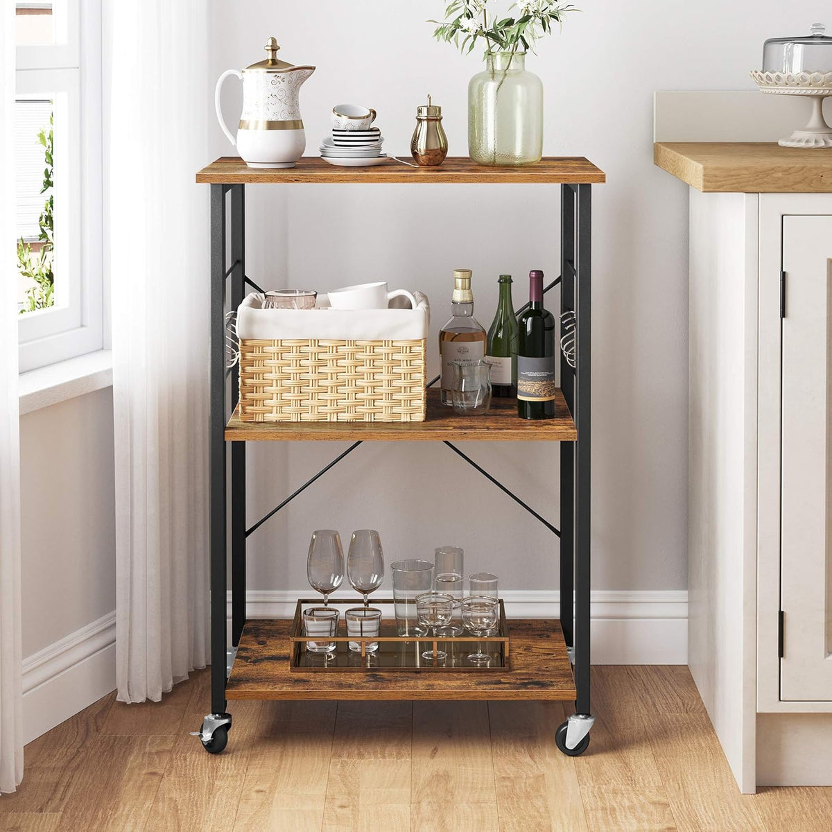 VASAGLE Kitchen Rack on Wheels KKS060B02