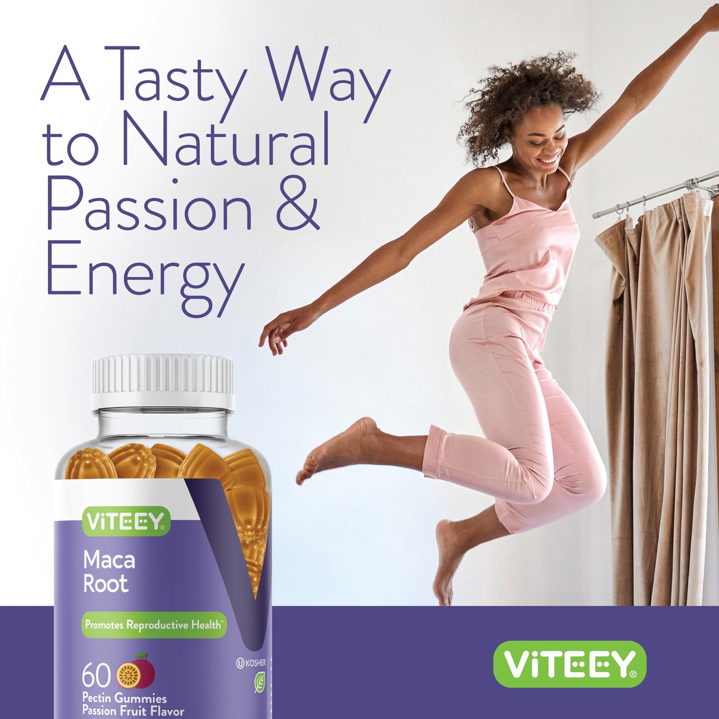 Viteey Black Maca Root Gummies - Drive, Passion & Energy Support - Black Maca Root for Men & Women - Vegan, Gluten Free - 120 Count - Medaid International