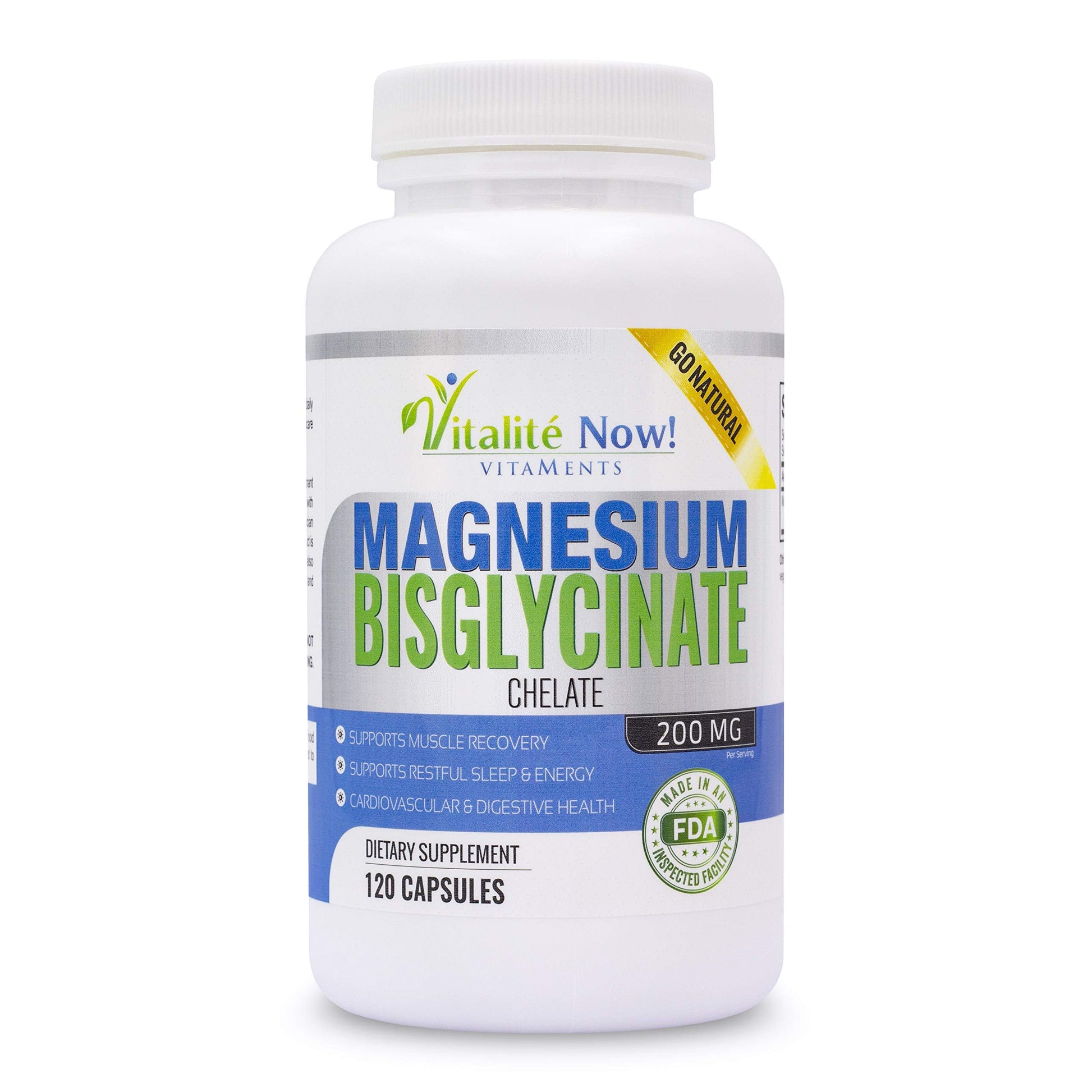 Magnesium Bisglycinate 200mg 100% Chelated - Max Absorption & Bioavailability, Fully Reacted & Buffered, No Laxative Effect - Sleep, Energy, Leg Cramps, Headaches - Non-GMO - Medaid International