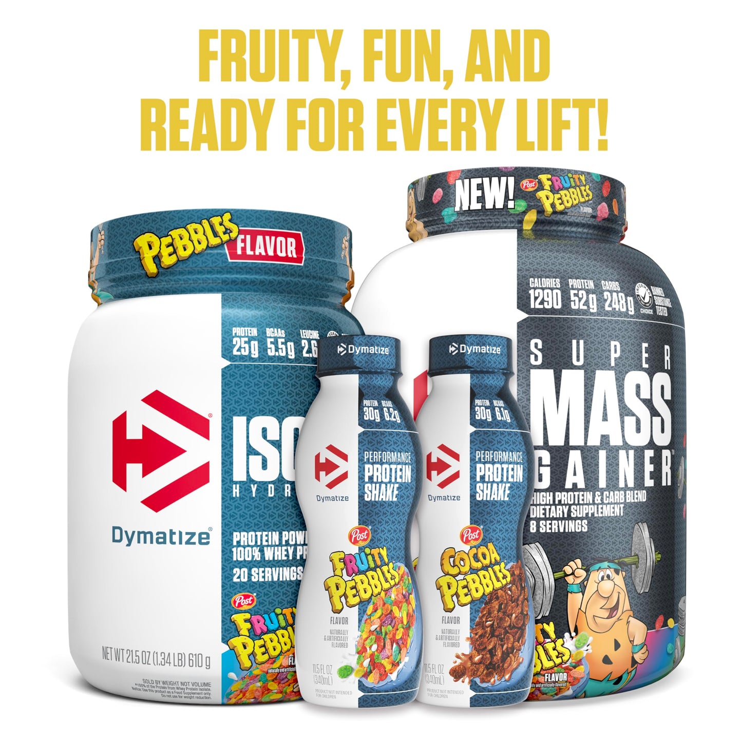 Dymatize x Fruity Pebbles ISO100 Whey Protein Powder Isolate, 25g of Protein, 5.5g BCAAs, 120 Cal., Gluten Free, 1g Fat, 1g Sugar, 2g Carb (20 Servings) - Medaid International