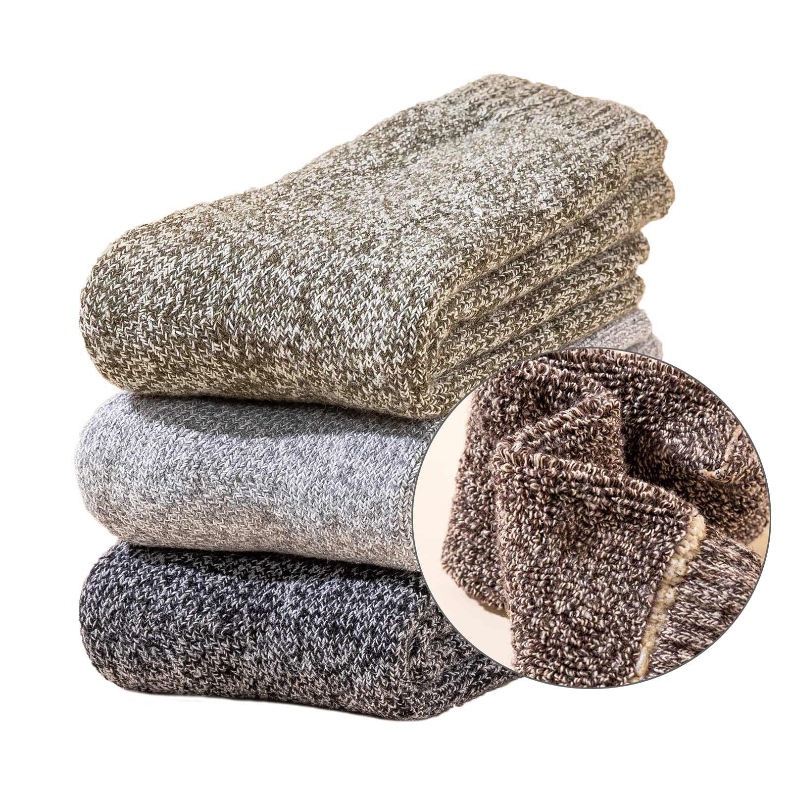 YZKKE 3Pack Mens Super Thick Wool Warm Socks - Soft Comfort Casual Crew Winter Socks - Medaid International