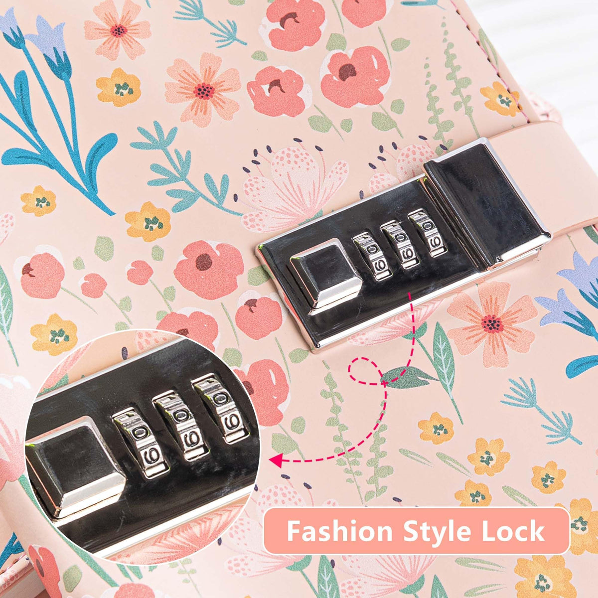 KASTWAVE Password Lock Diary, Creative Cute Notebook, Digital Lock Notepad B6 with Lock, Waterproof PU Leather Journal with 224 Lined Pages, for Writing Notes and Diary Gifts for Girls