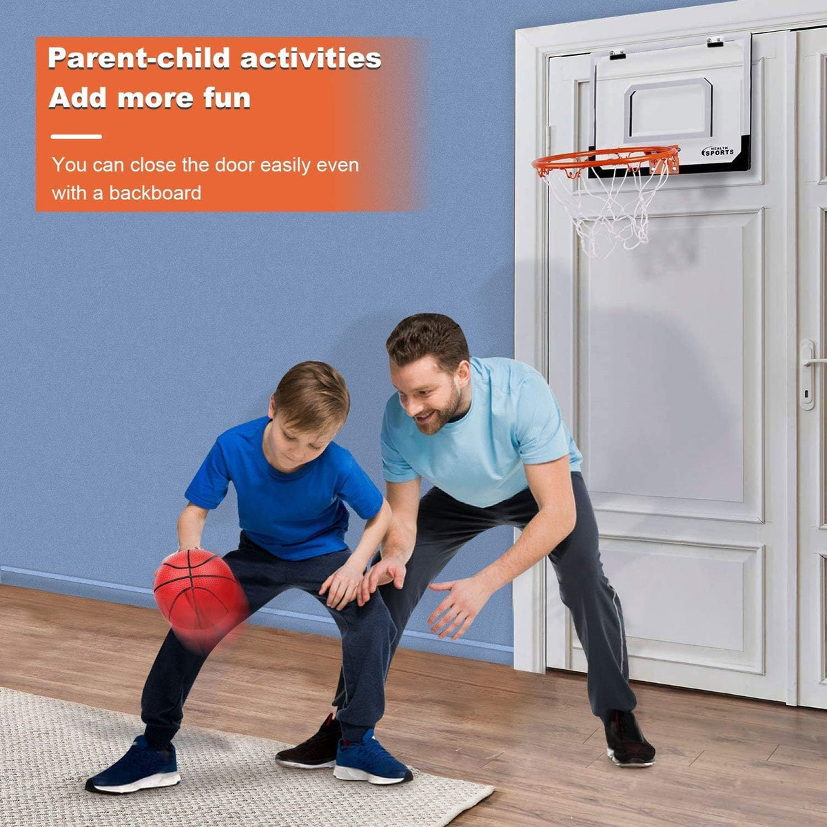 KASTWAVE Mini Basketball Hoop for Kids | Wall Mounted Basketball Hoop Includes Basketball and Net | Indoor Outdoor Sport Games for Boys Girls