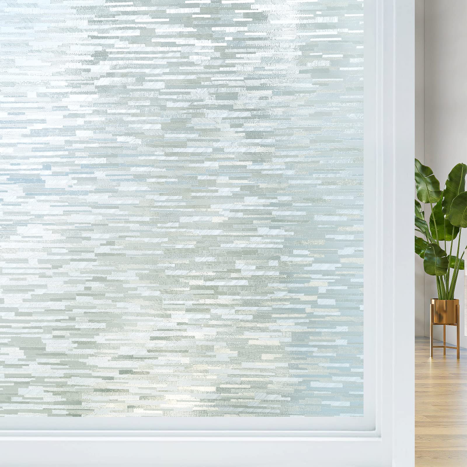 Haton Window Privacy Film, Frosted Glass Static Cling Sun Heat Blocking Window Clings, Frosting Opaque Coverings, Vinyl Removable Stickers Tint for Home Door Office, Non Adhesive 17.5" x 78.7" - Medaid International