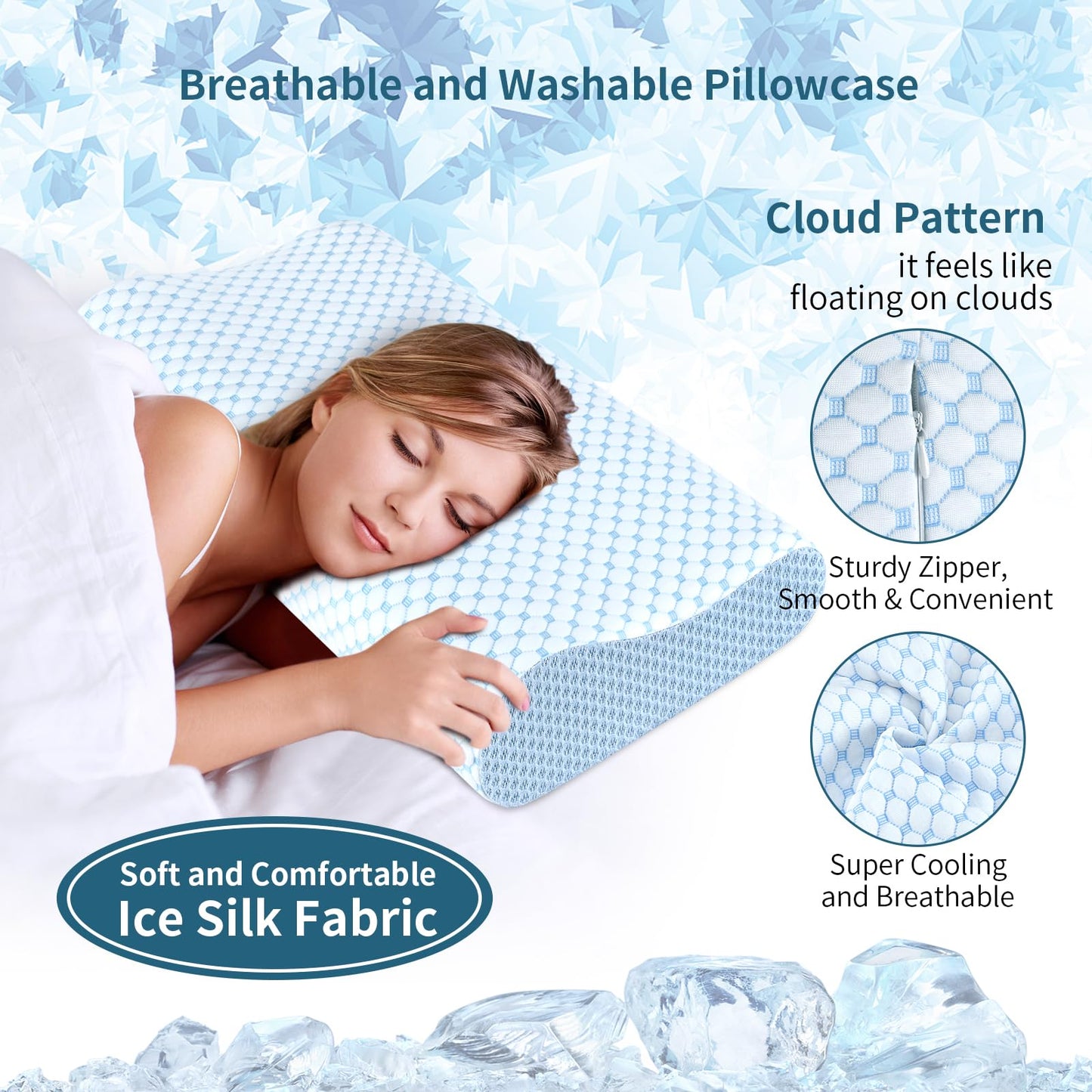 Cervical Pillow for Neck Pain Relief, Contour Memory Foam Pillows for Sleeping, Odorless Ergonomic Pillow Adjustable Orthopedic Cooling Pillow Bed Pillow Neck Support for Side Back Stomach Sleepers - Medaid International