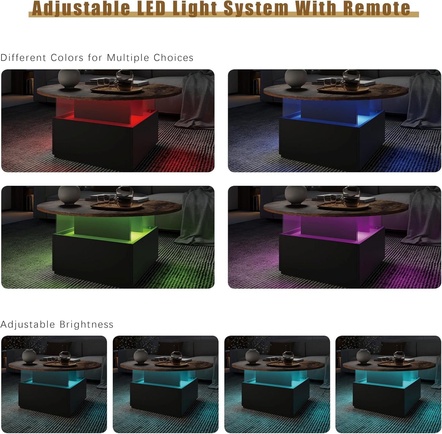 LED Modern Living Room Table with Storage