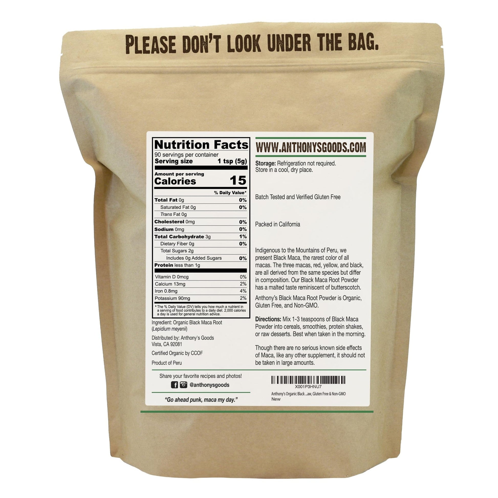 Anthony's Organic Black Maca Powder, 1 lb, Raw, Gluten Free & Non GMO - Medaid International