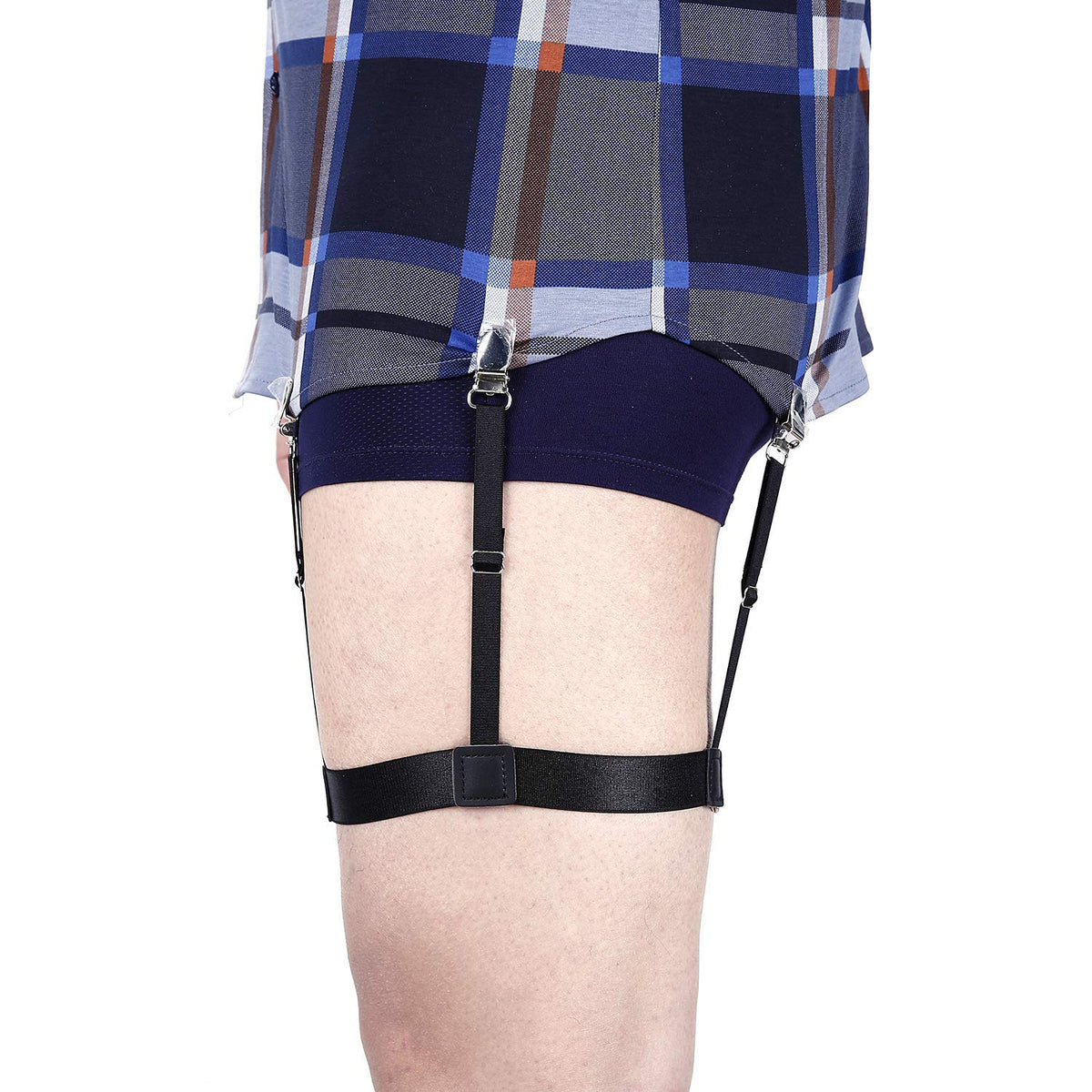 KASTWAVE Men's Shirt Holder Adjustable Elastic Shirt Garter Belt Shirt Holder with Anti-Slip Locking Clip Holder for Shirt Pleating and Fixing the Position of Men's Shirts