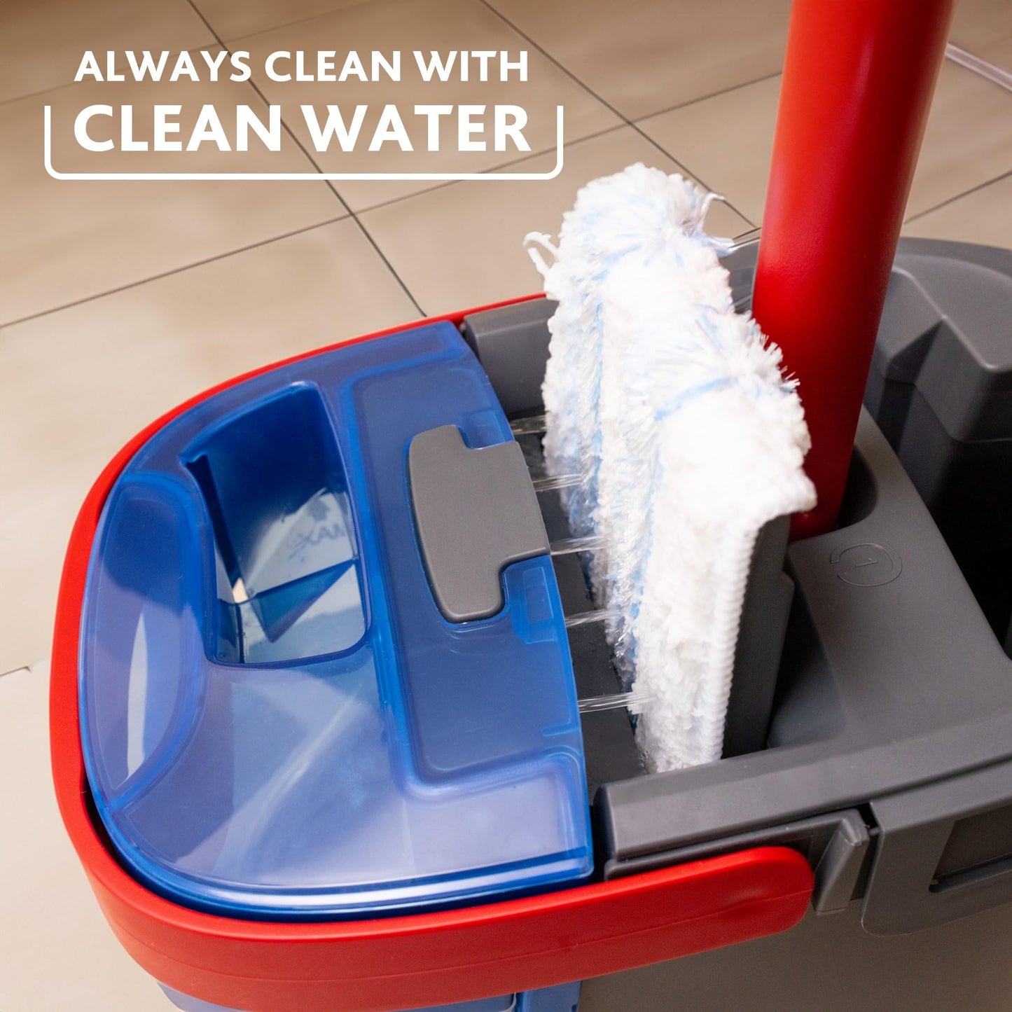 Vileda H2PrO Flat mop System - Revolutionary Clean and Dirty Water Separation - Water-Saving Design - Compact Storage - Ergonomic Handle - Microfibre Power - Can be Used one-Handed - Medaid International