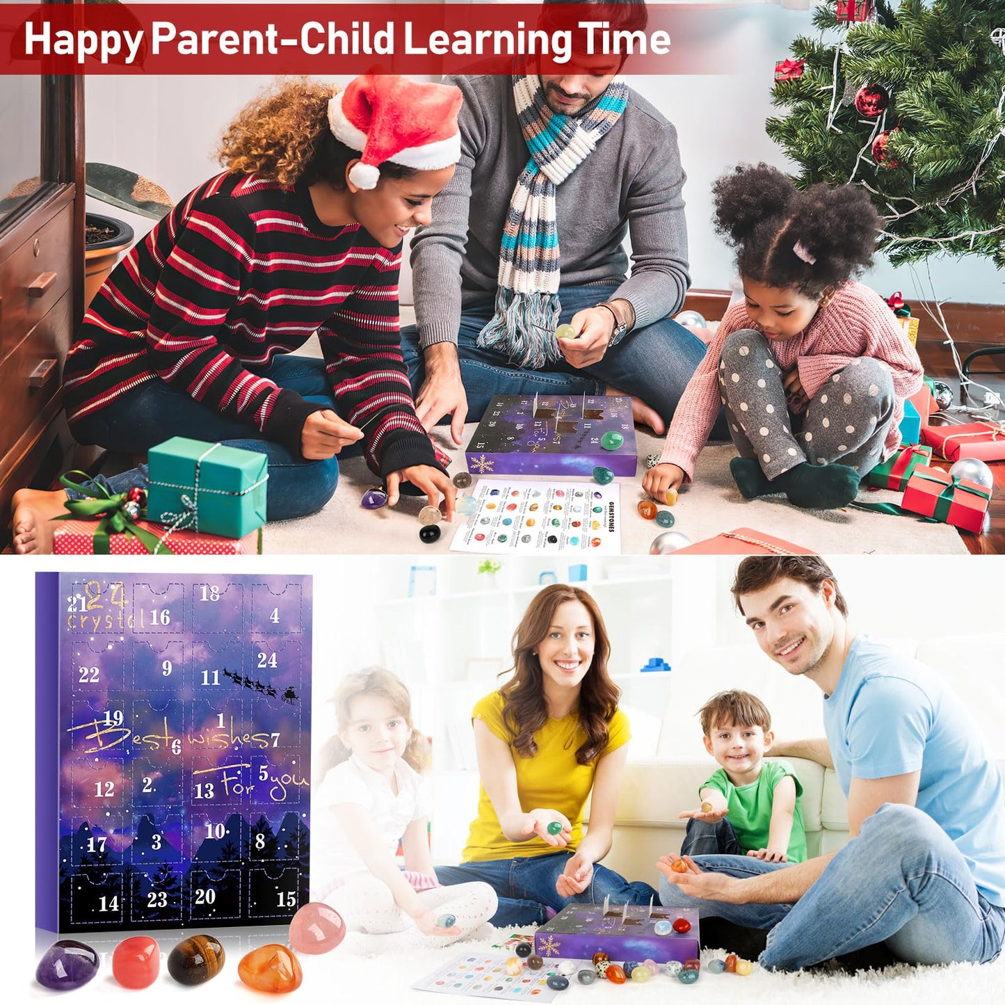 Advent Calendar 2024 Rocks, 24 Days Natural Stone Minerals Crystal Advent Calendar Countdown, Surprises, Natural Gems, Best Gift for Boys (#1) - Medaid International
