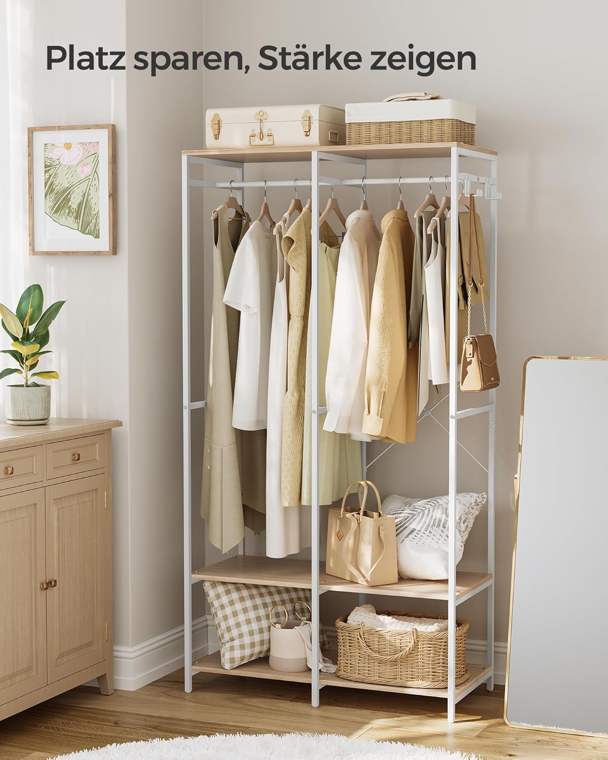 SONGMICS Open Wardrobe with Clothes Rail RGR004W67