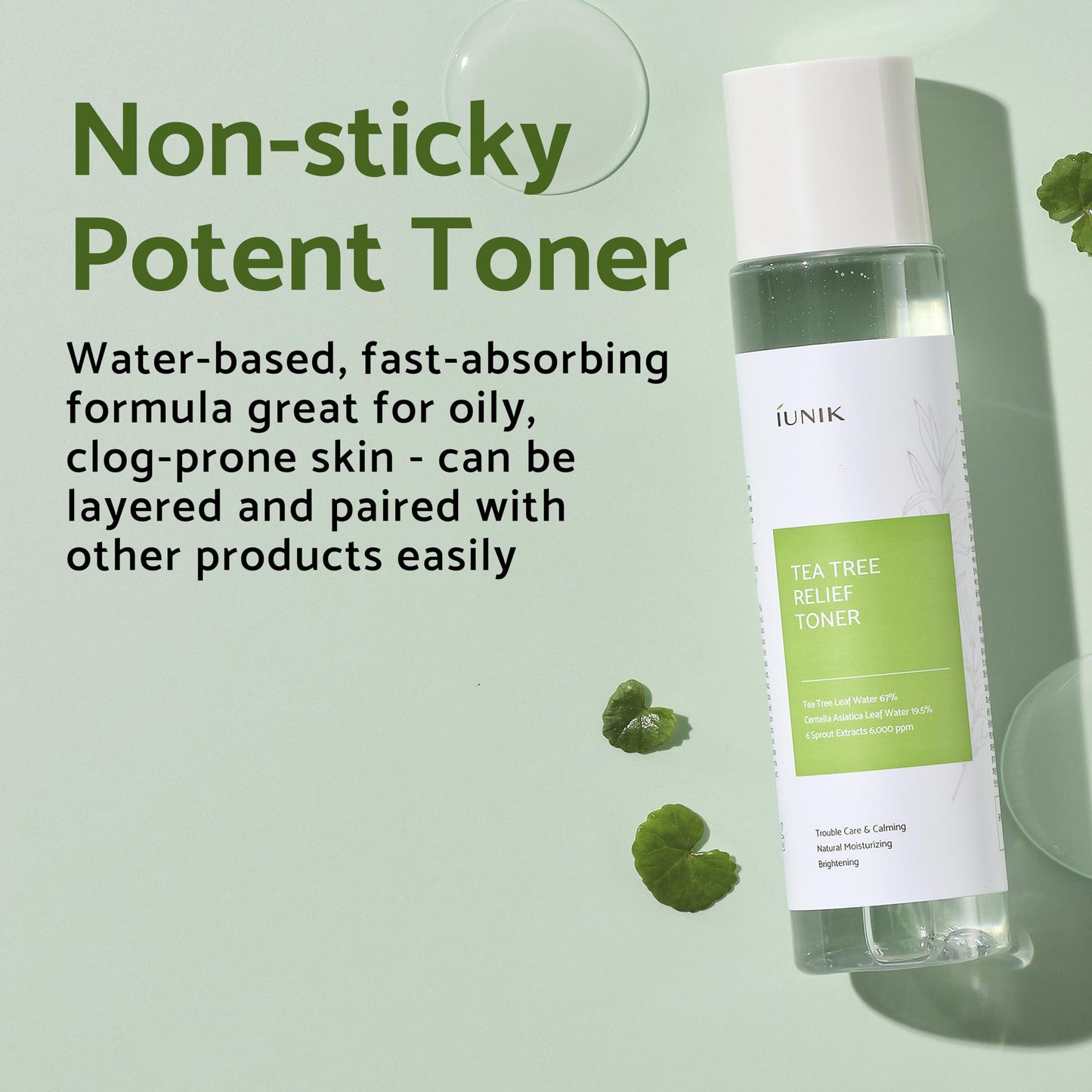 IUNIK Centella Calming Gel Cream & Tea Tree Relief Toner Vegan Moisturizing Hydrating Skincare for Sensitive Oily Acne-prone Skin Breakout Blemish Redness Care Korean Skincare - Medaid International